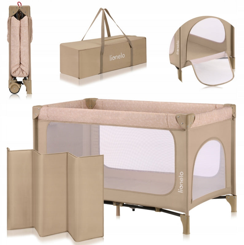 Lionelo Jasmin Easy Fold Travel Cot Beige Sand