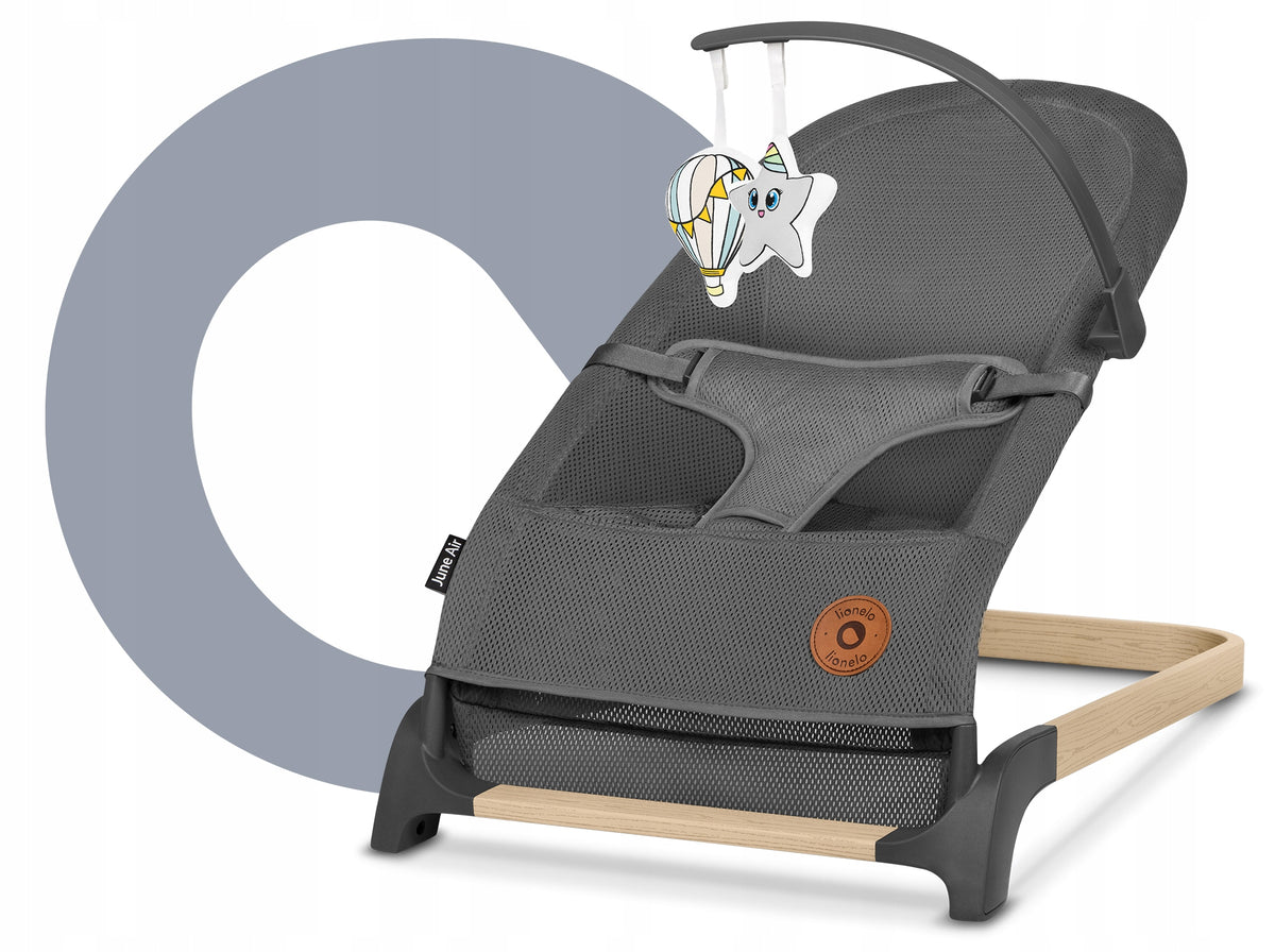 Lionelo June Air - lounger, rocker with Grey Graphite toys