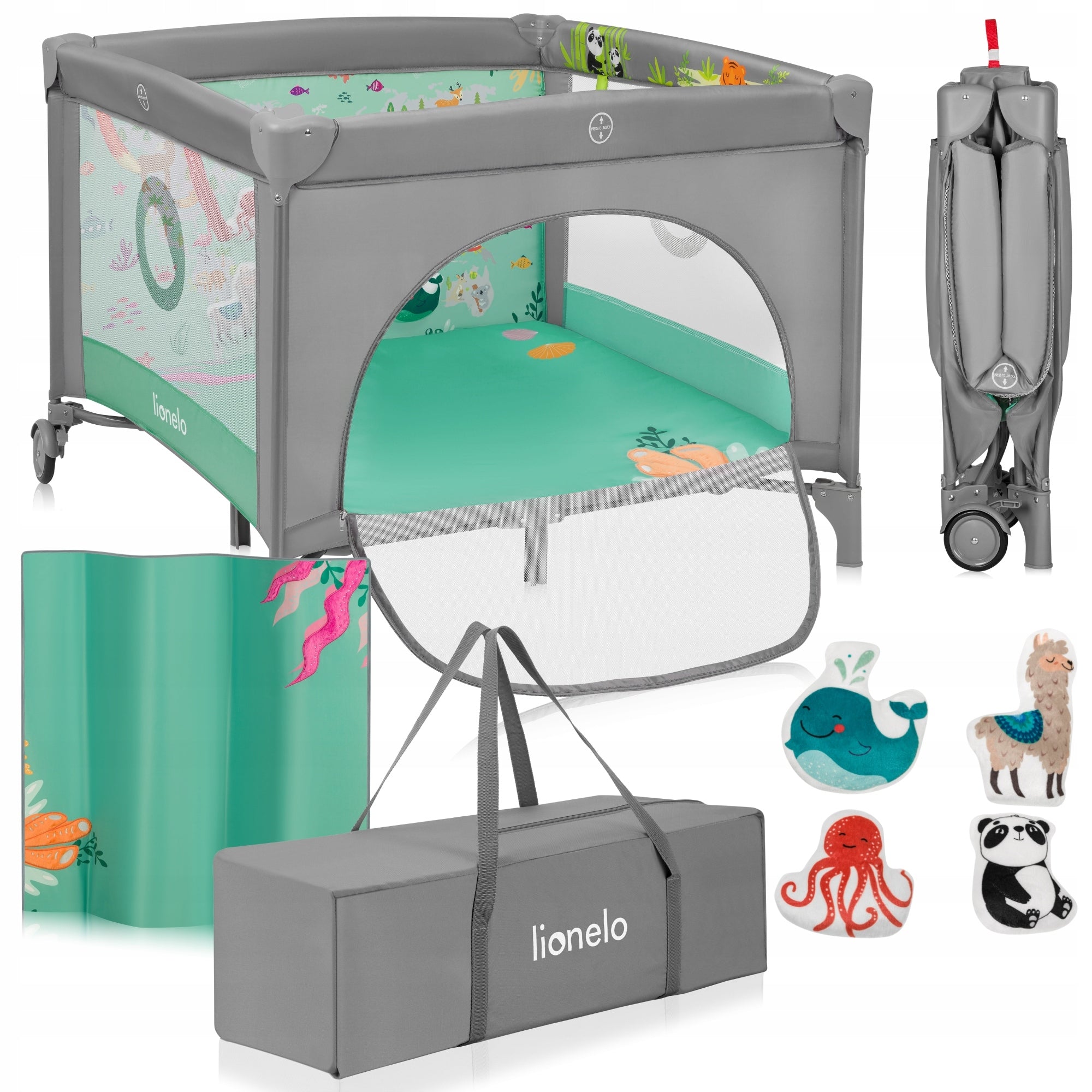 Lionelo Mille Plus Grey Green Wheel Carry Bag Mille+