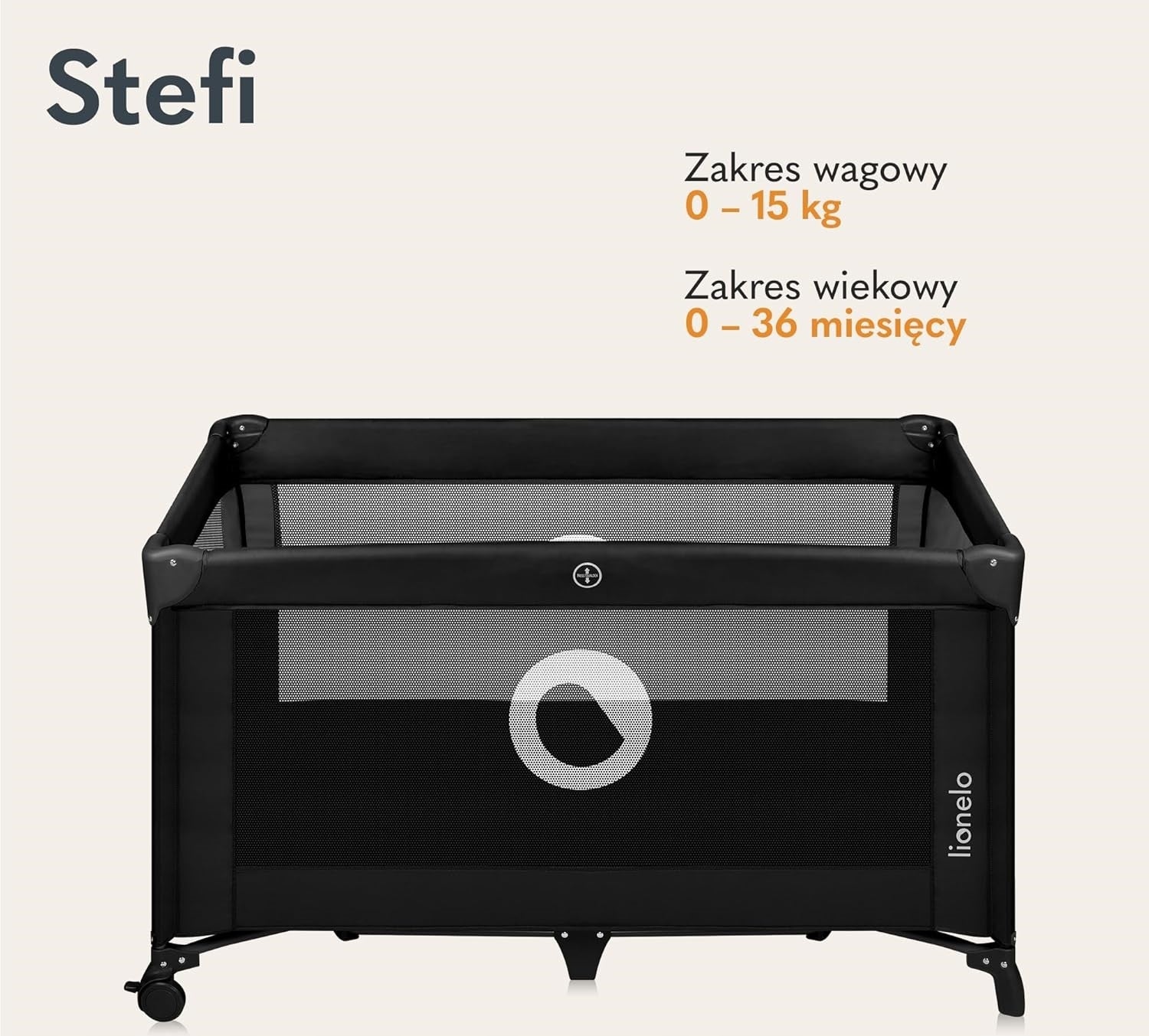 Lionelo Stefi travel cot with playpen function LO-STEFI BLACK CARBON Brand Lionelo
