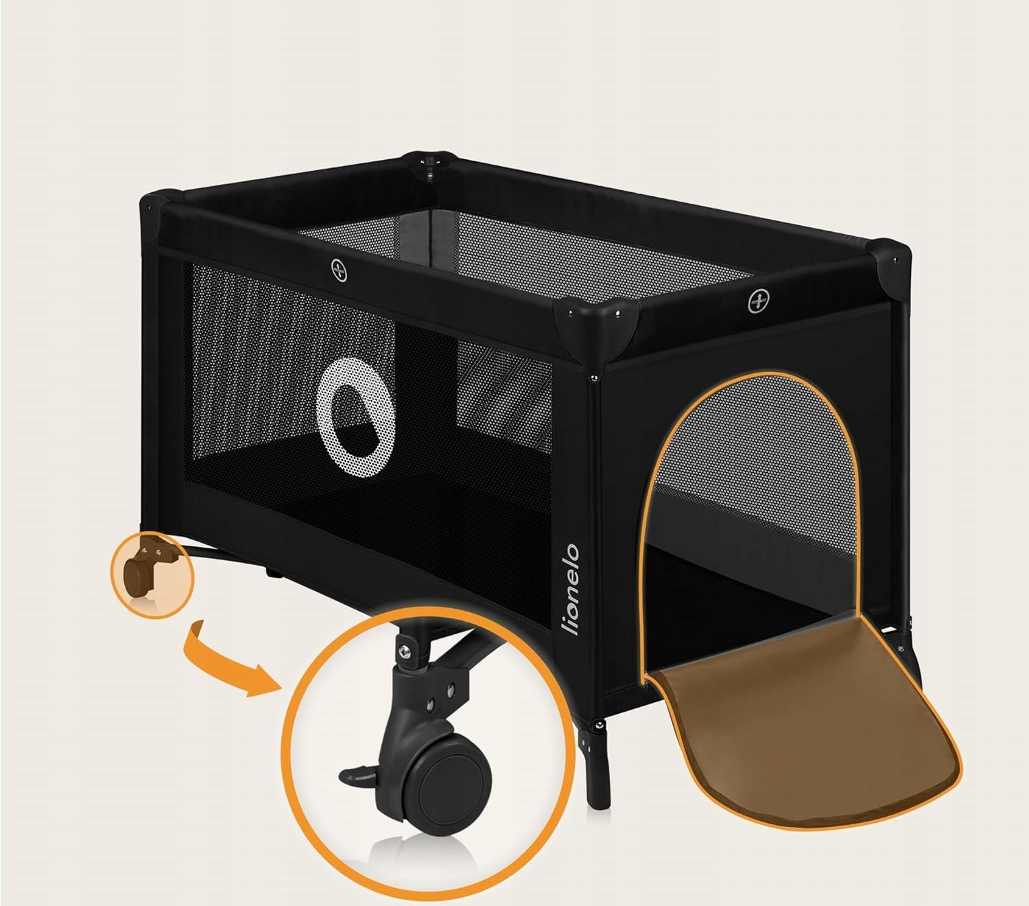 Lionelo Stefi travel cot with playpen function LO-STEFI BLACK CARBON Manufacturer code Łóżeczko turystyczne z materacem premium