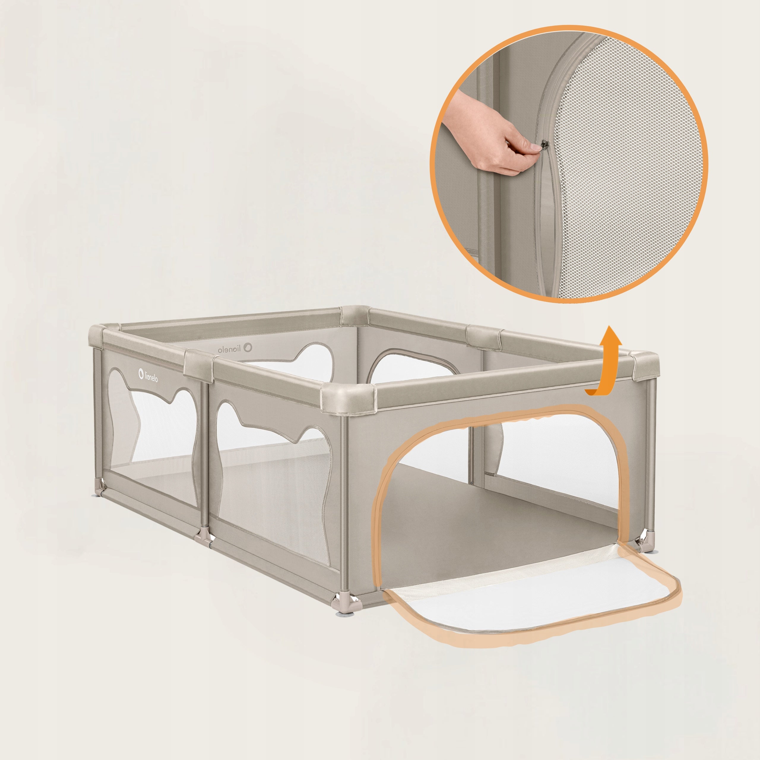 Lionelo Willow Playpen for children Square Toys 187x127 cm folding + bag Manufacturer code LO-WILLOW BEIGE SAND