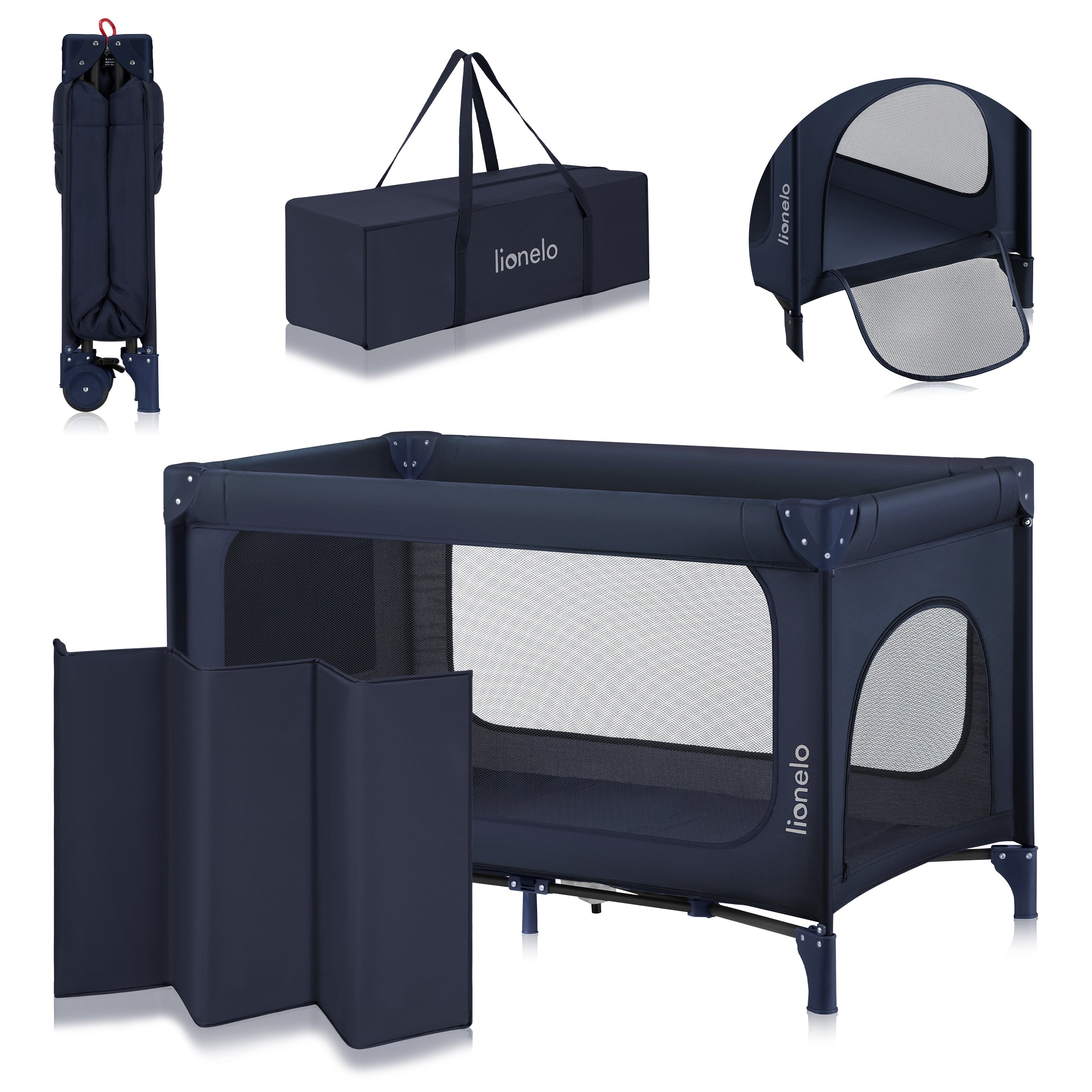 Lionelo travel cot Jasmin Easy Fold Navy Blue