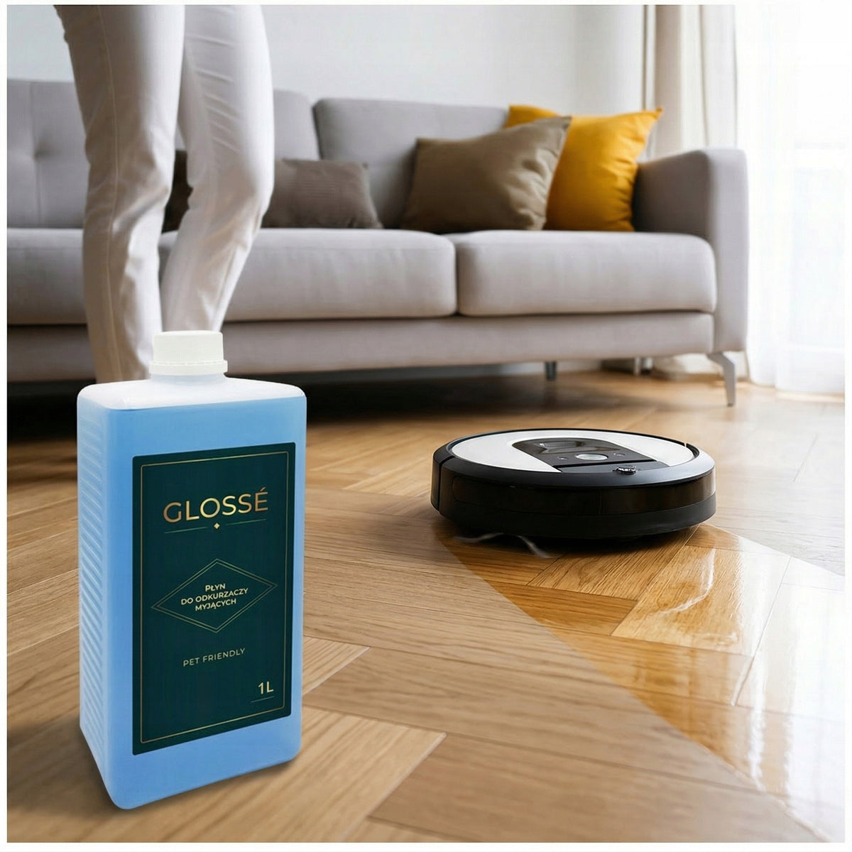 Liquid for ROBOTS and Mopping Vacuum Cleaners Cleaning without Streaks GLOSSE 1L Packaging status original