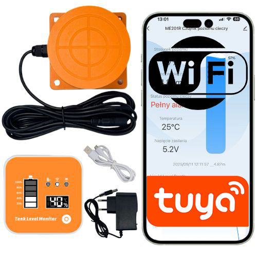 Liquid level sensor WiFi+RF433 panel with Tuya display and alarm