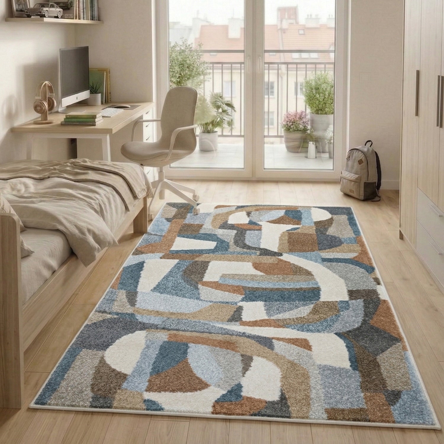 Living Room Rug 160x230cm Premium Dense Decent Modern Colorful Art Manufacturer code EF0533