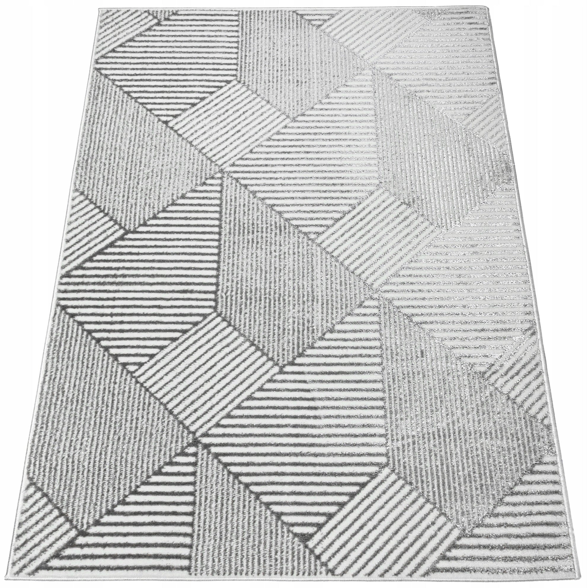 Living Room Rug Modern 120x170cm Grey Glamour Soft Fashionable Glossy