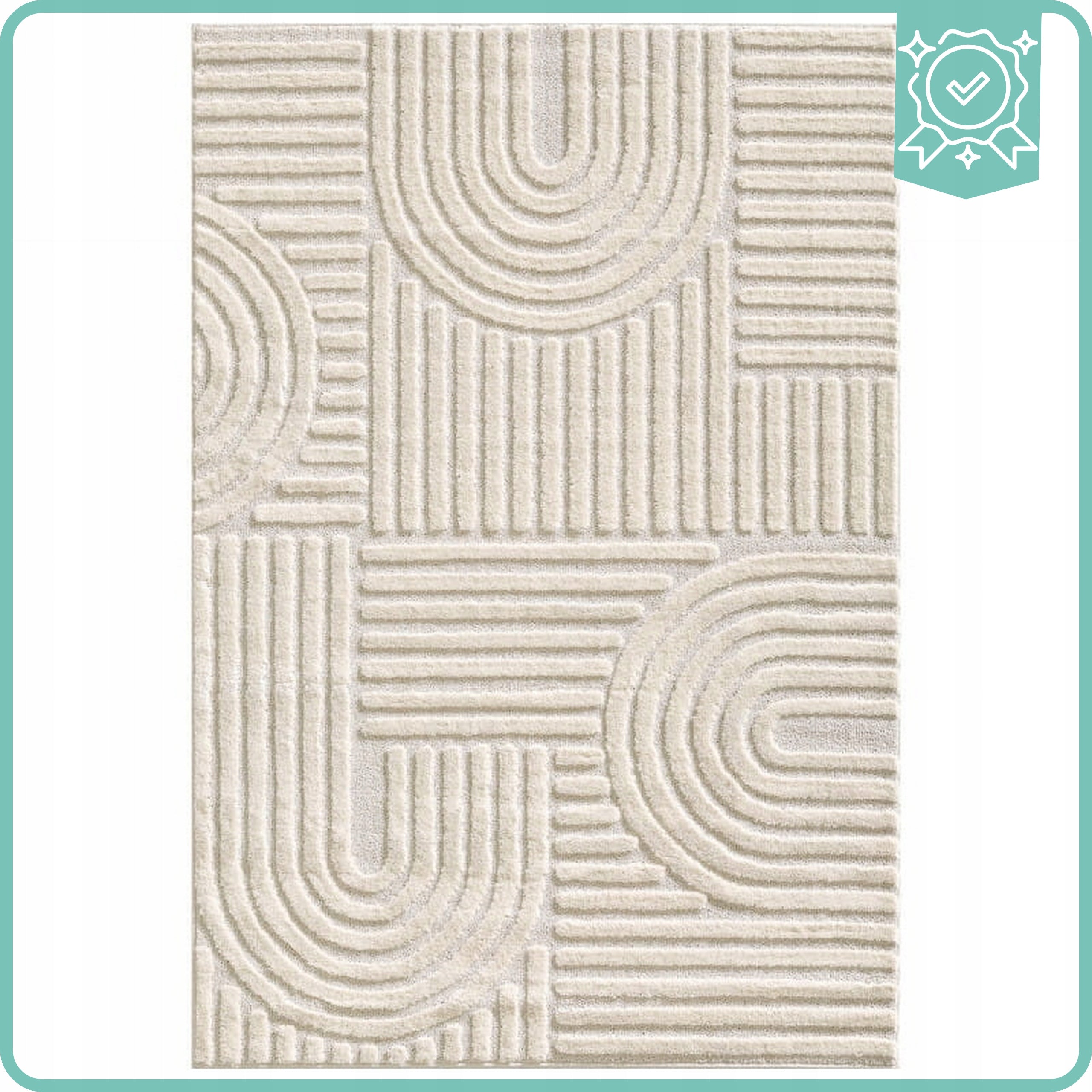 Living Room Rug Rectangular 160x230cm Modern Geometry 3D Cream Certificate Packaging status original