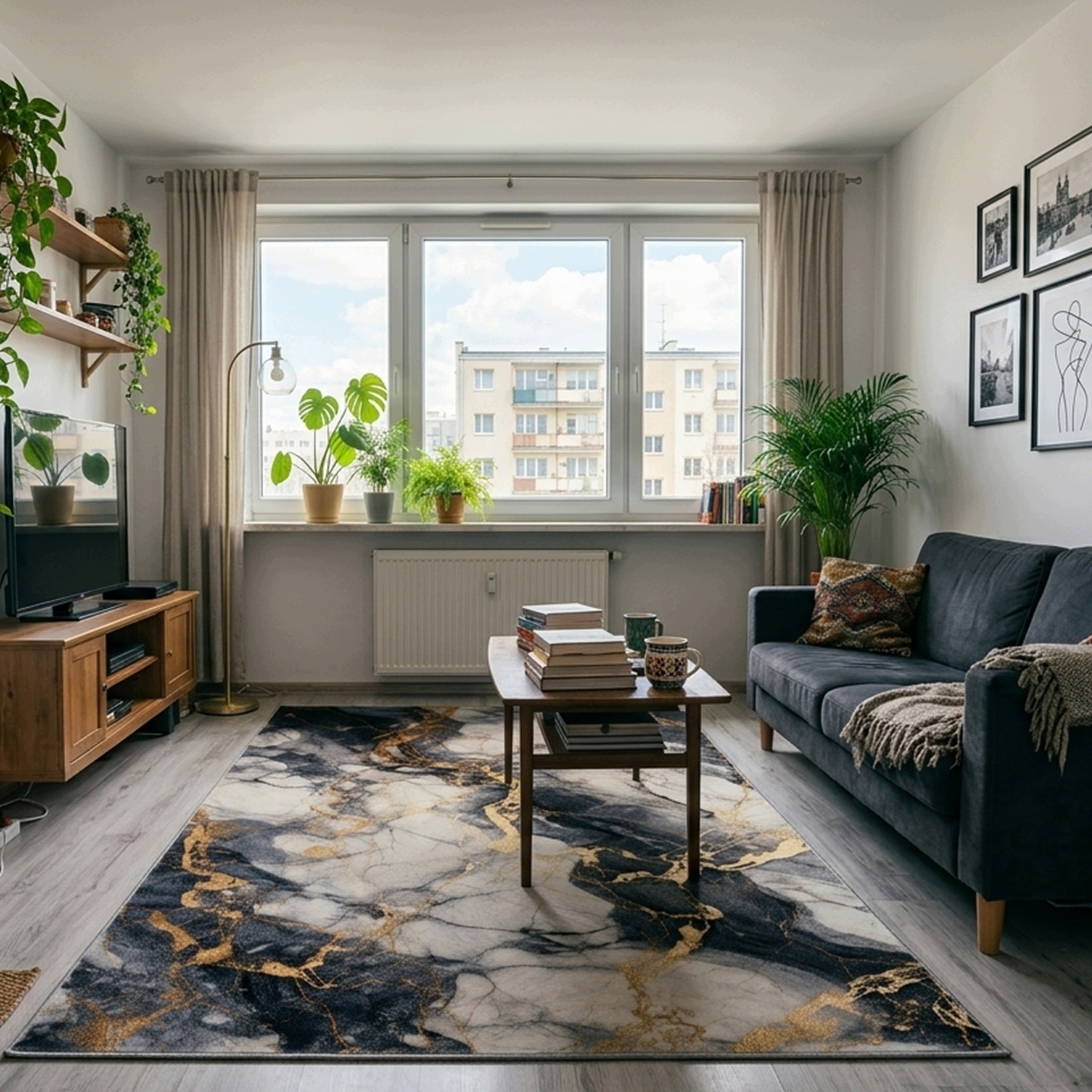 Living room rug 160x200 modern NOVO Marble non-slip soft Brand Strado