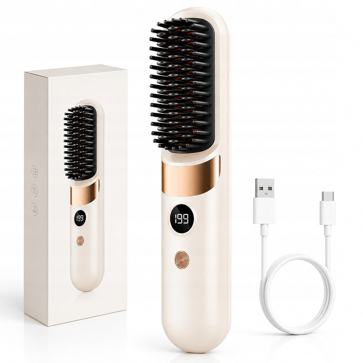 LivoBrush Electric Straightening Brush 4 Temperatures Ionization