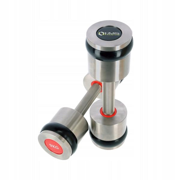 Loads with SILICONE PADS 2x9kg Dumbbells Color silver