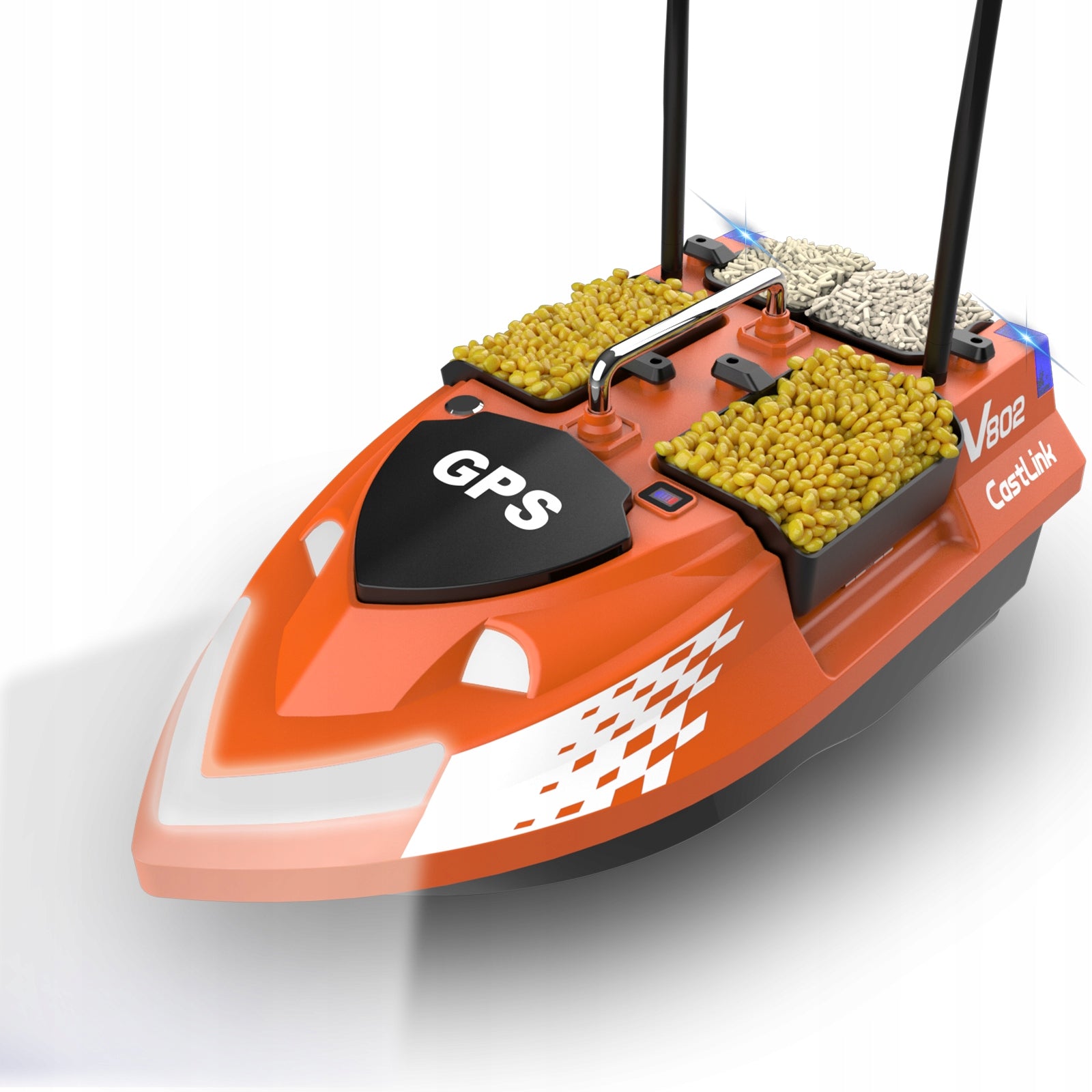 Lokeevan V802 Pro Bait boat GPS 4 tanks 160 points 500m orange +HandBag Packaging status original