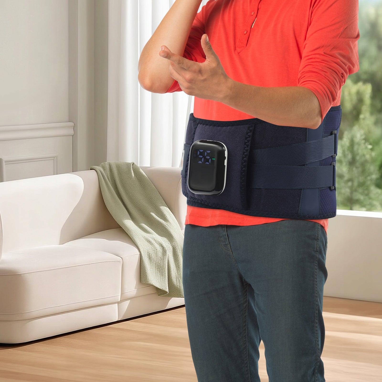 Lower Back Massager Heating Belt for Back Pain Cramps 3 Gear Packaging status original
