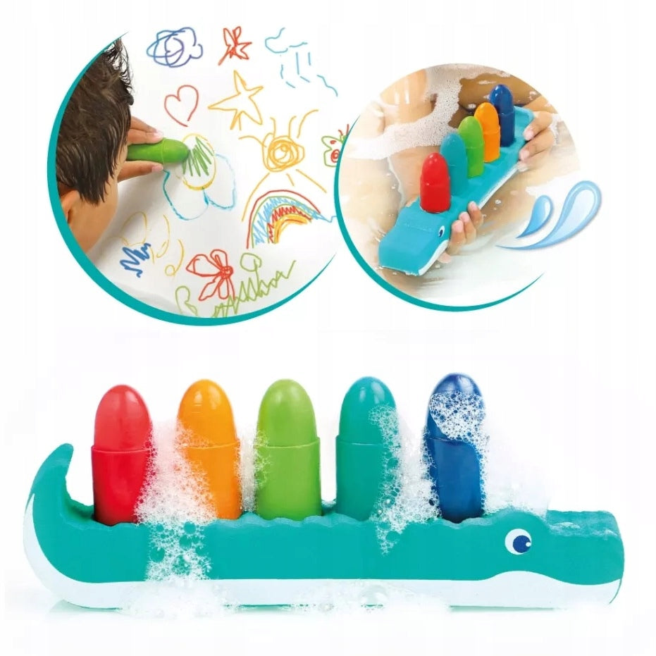 Ludi Crocodile with crayons for drawing in the bath toy for children 10M+