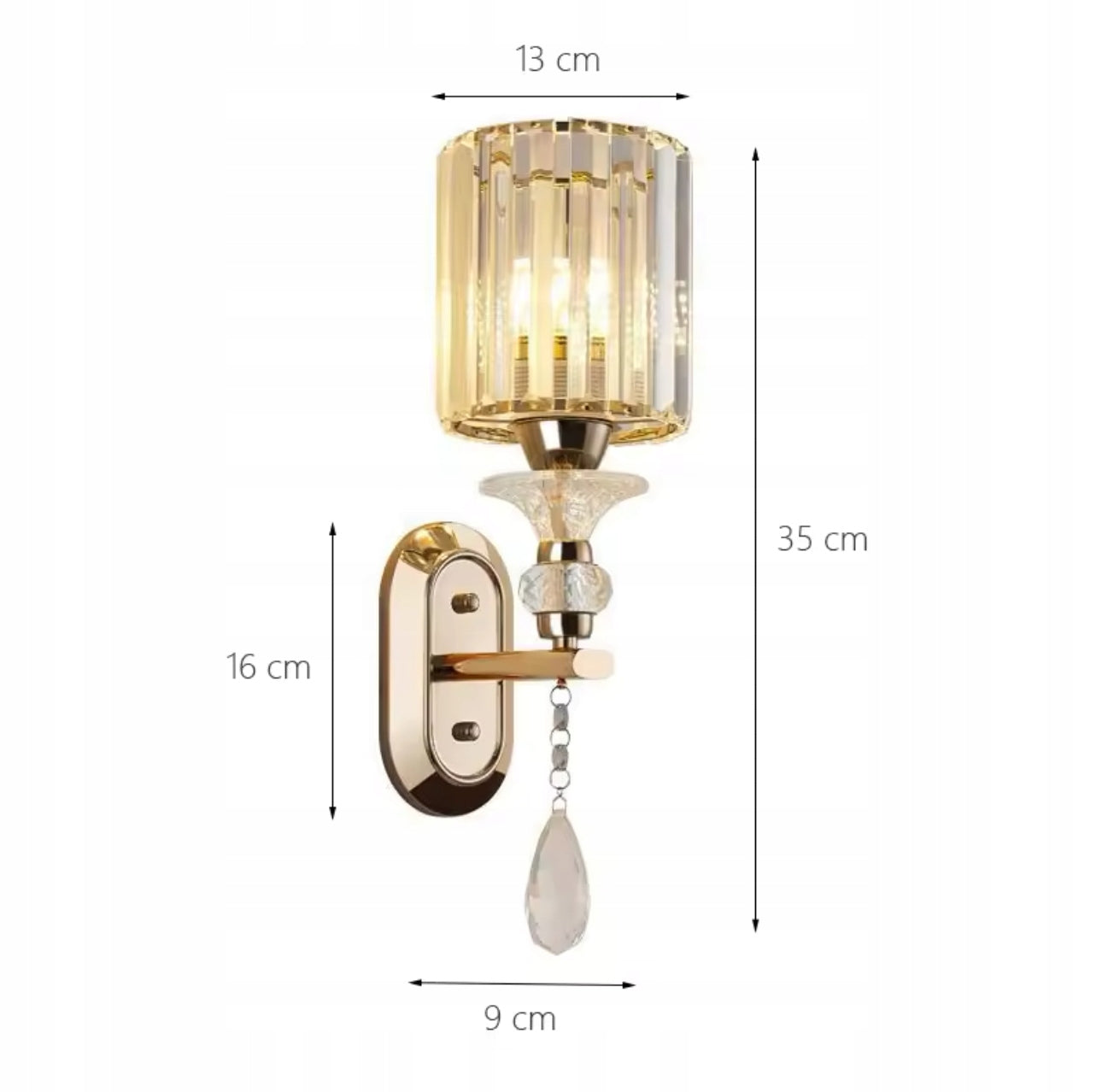 Lukkolight Wall Sconce Crystal Gold E27 For Bathroom Bedroom Manufacturer code 0073J