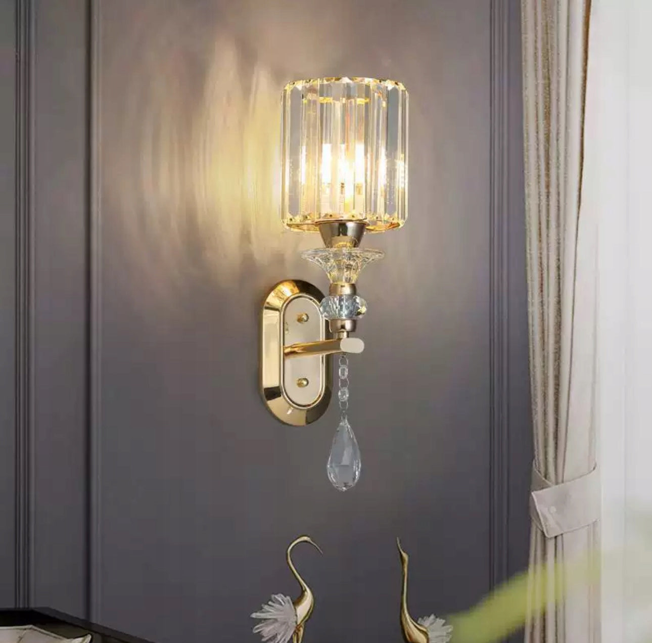 Lukkolight Wall Sconce Crystal Gold E27 For Bathroom Bedroom Packaging status original