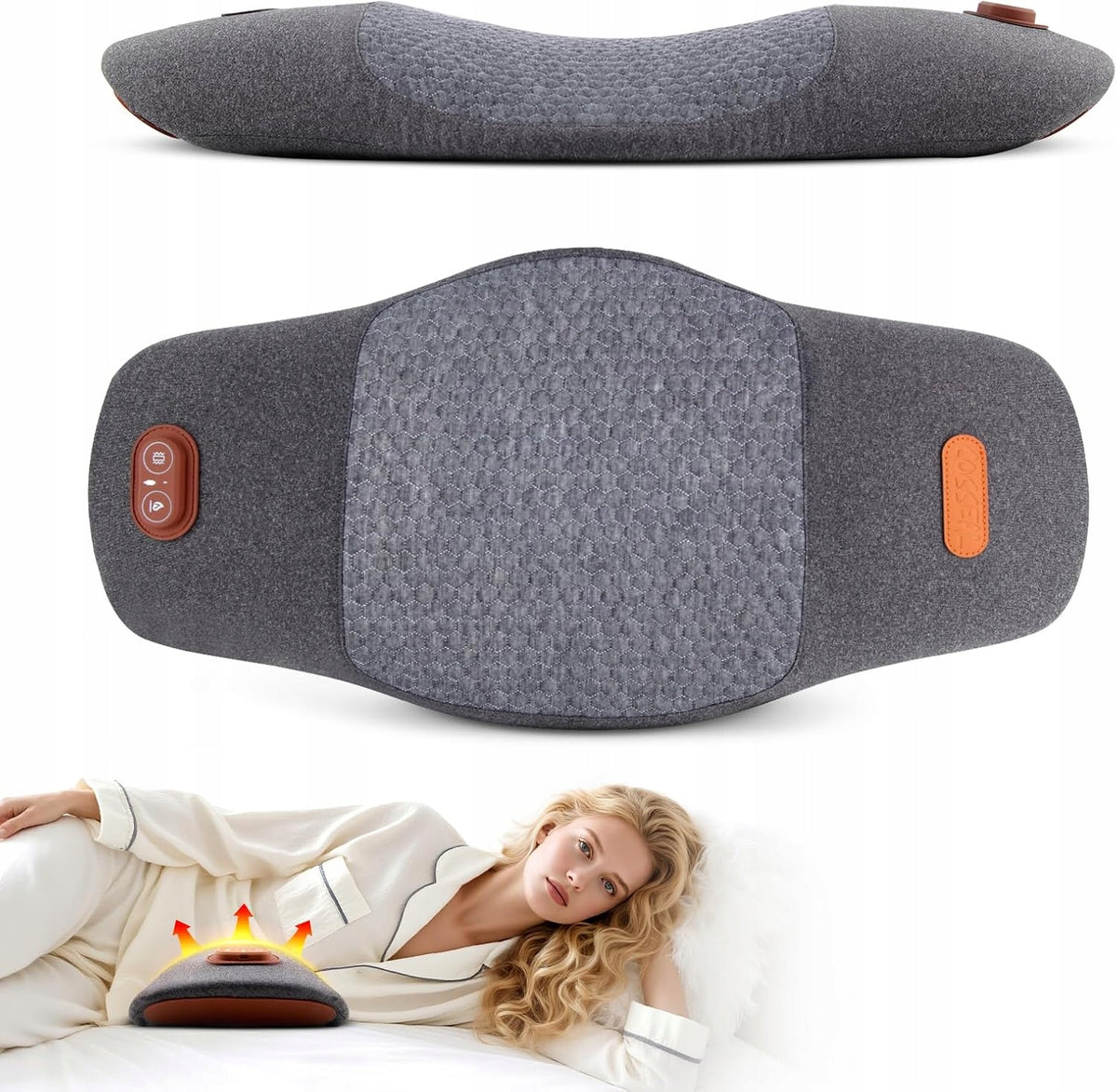 Lumbar Pillow Orthopedic Massager Heating Chair Bed Grey