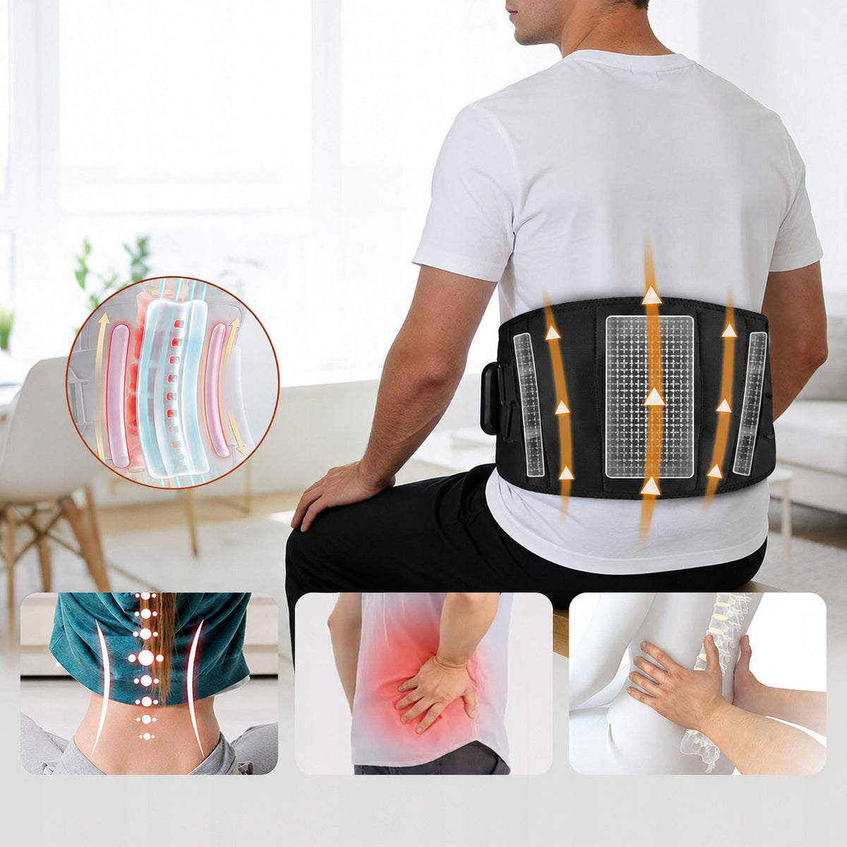 Lumbar massage belt – waist support, vibration massage and heating Manufacturer code 6932680873619