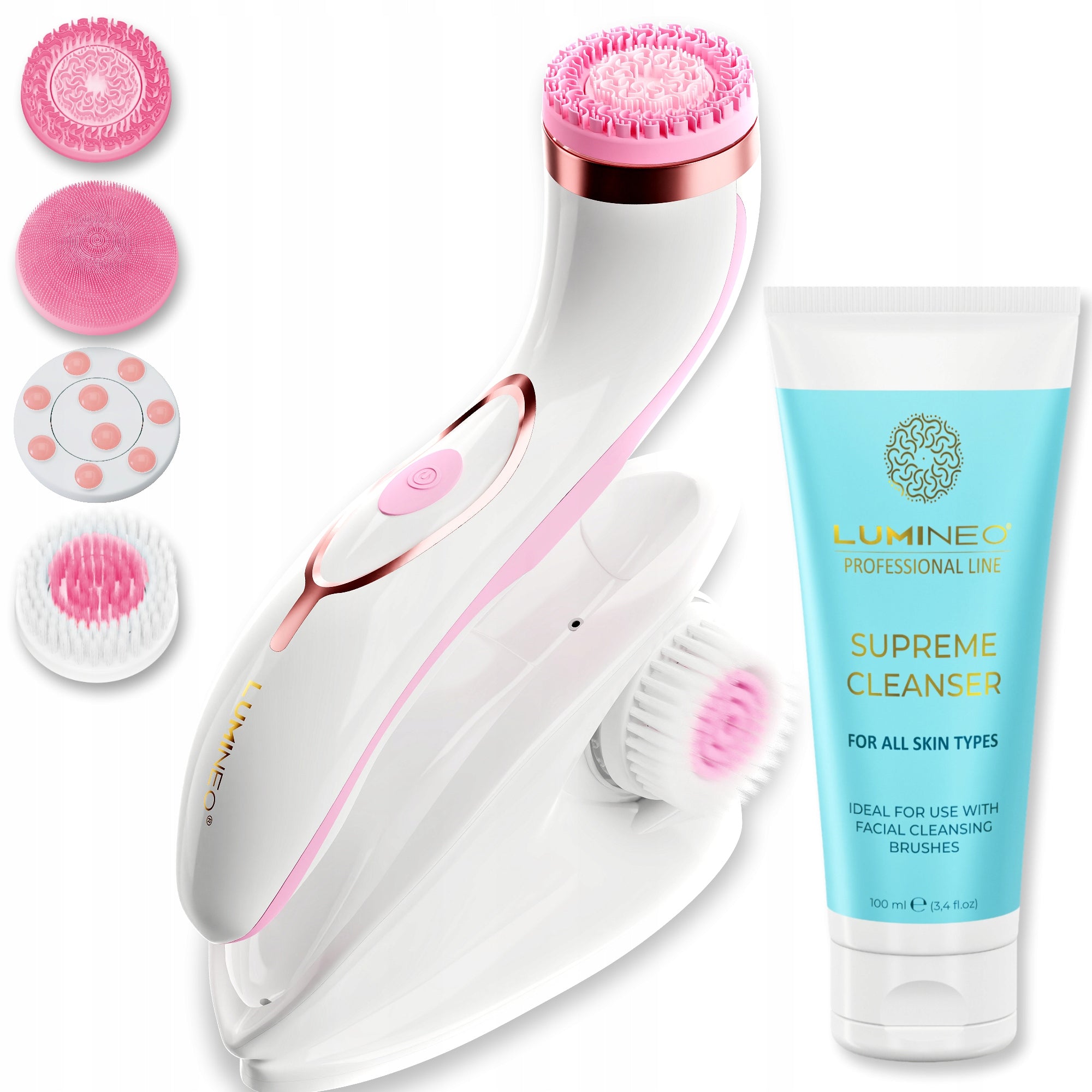 Lumineo Brush PRO pink 4 tips + FACE gel