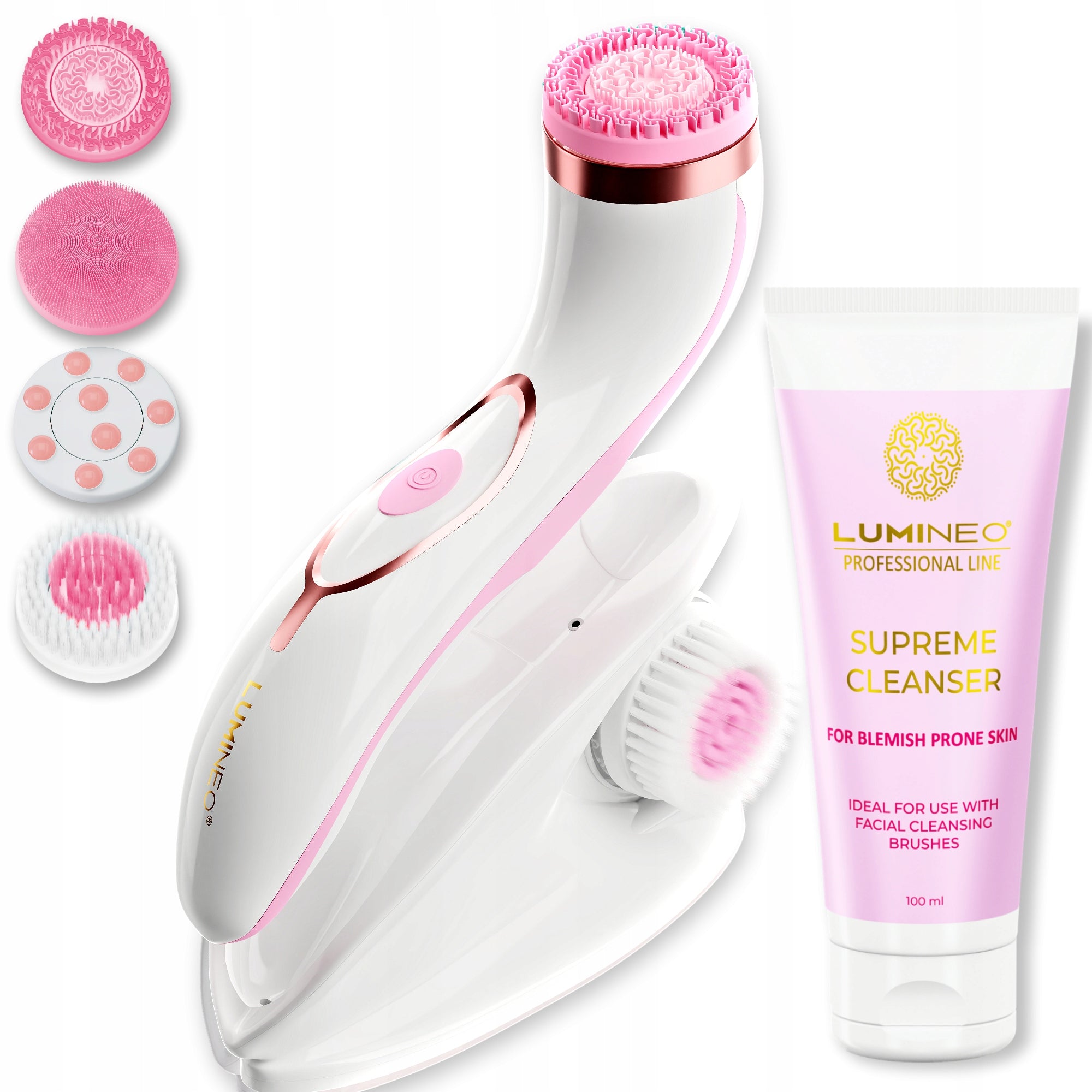 Lumineo Brush PRO pink 4 tips + gel for problematic skin