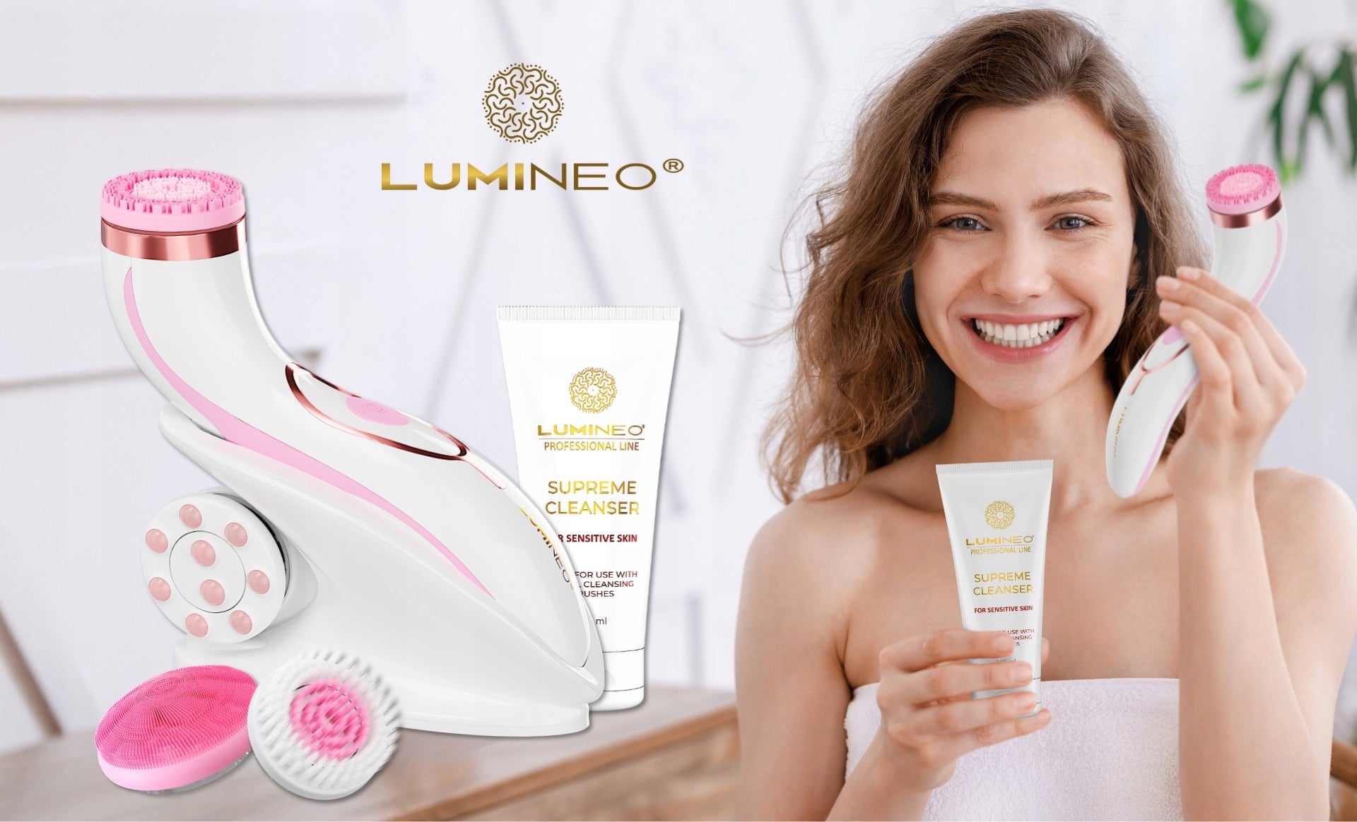 Lumineo Brush PRO pink 4 tips + gel for sensitive skin EAN (GTIN) 5904726872765