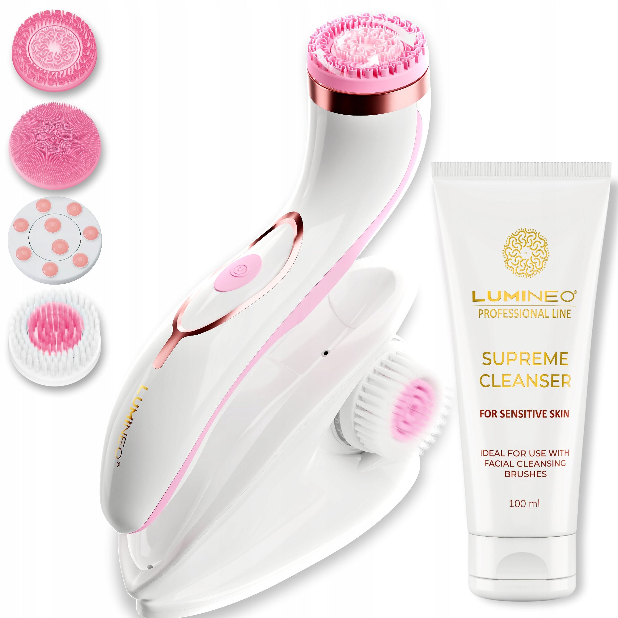 Lumineo Brush PRO pink 4 tips + gel for sensitive skin