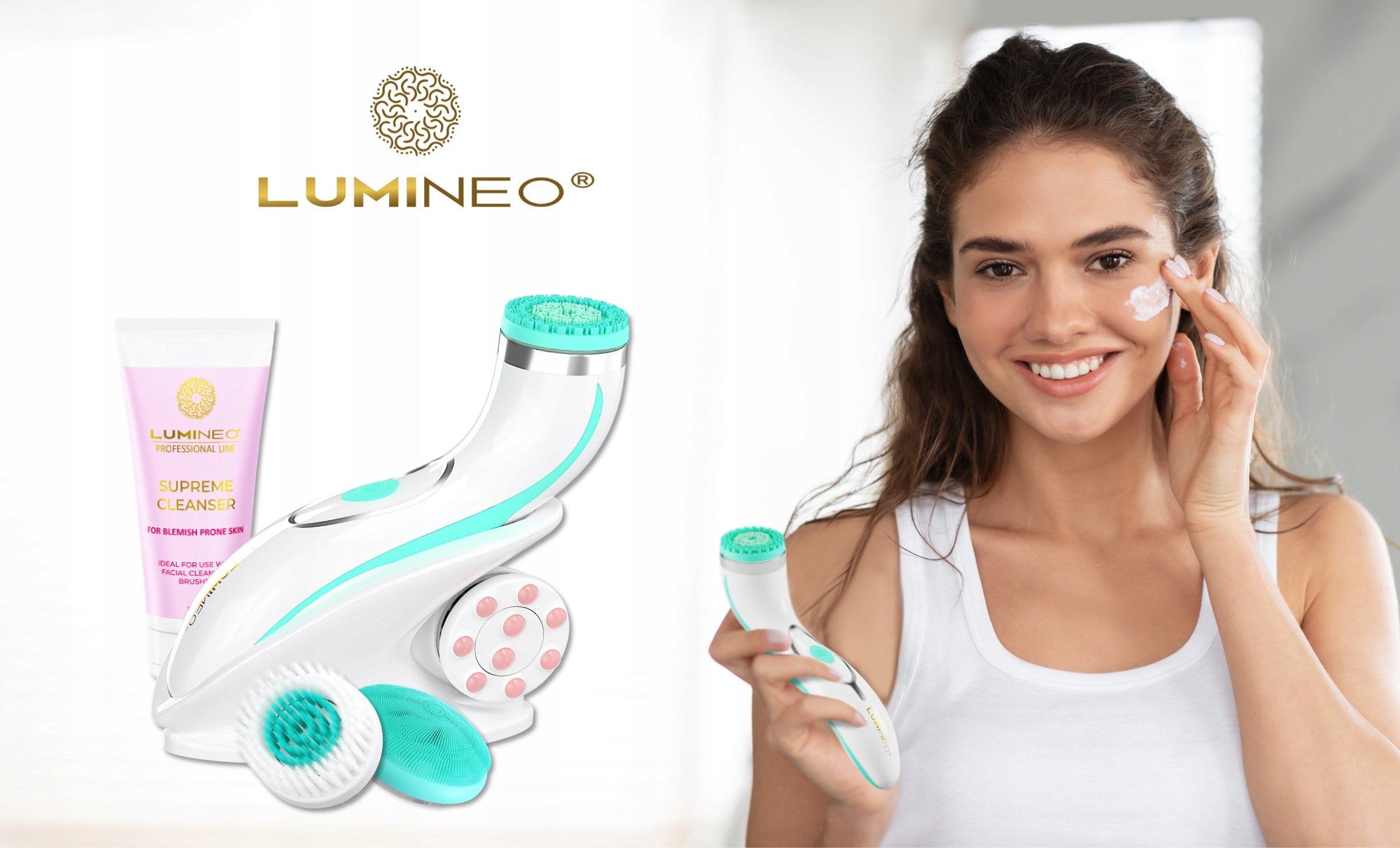 Lumineo Brush PRO turquoise 4 tips + gel for problematic skin EAN (GTIN) 5904726872819