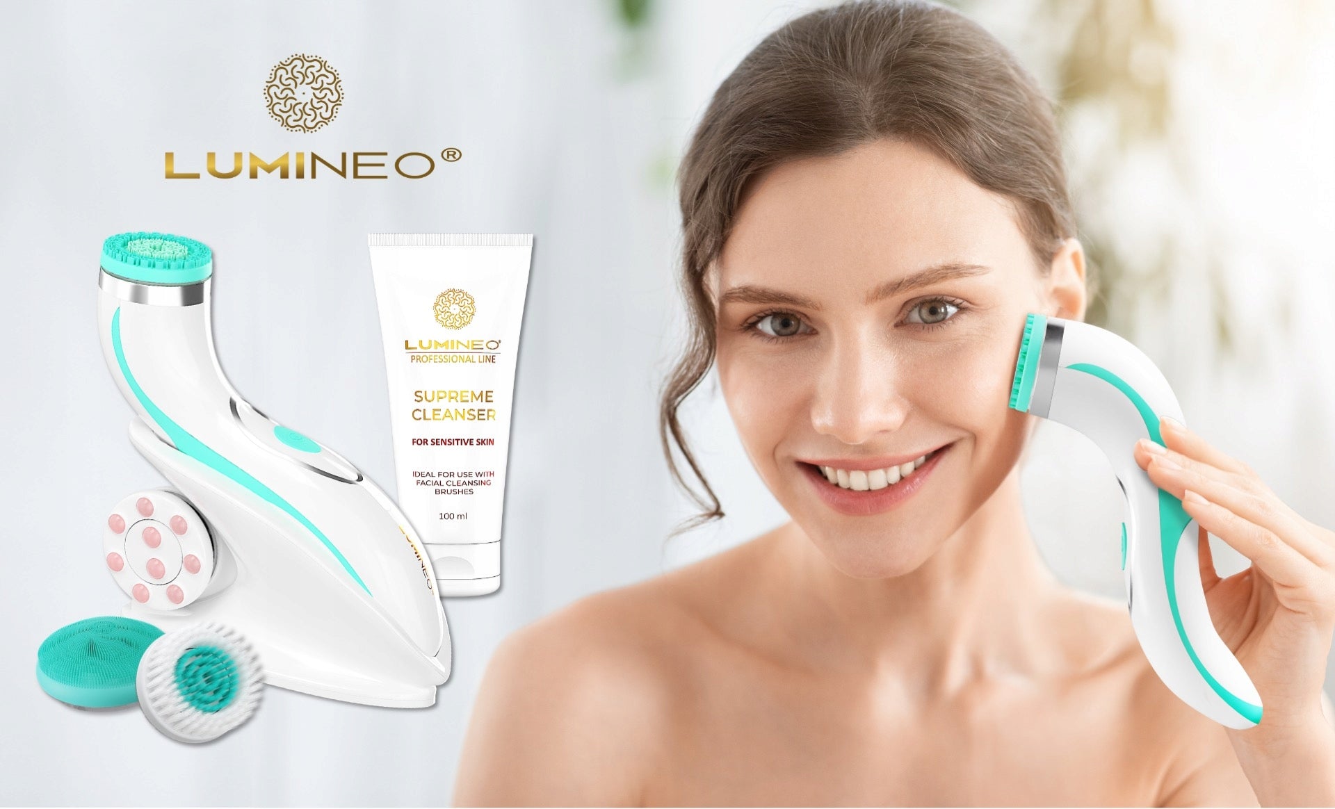 Lumineo Brush PRO turquoise 4 tips + gel for sensitive skin EAN (GTIN) 5904726872772
