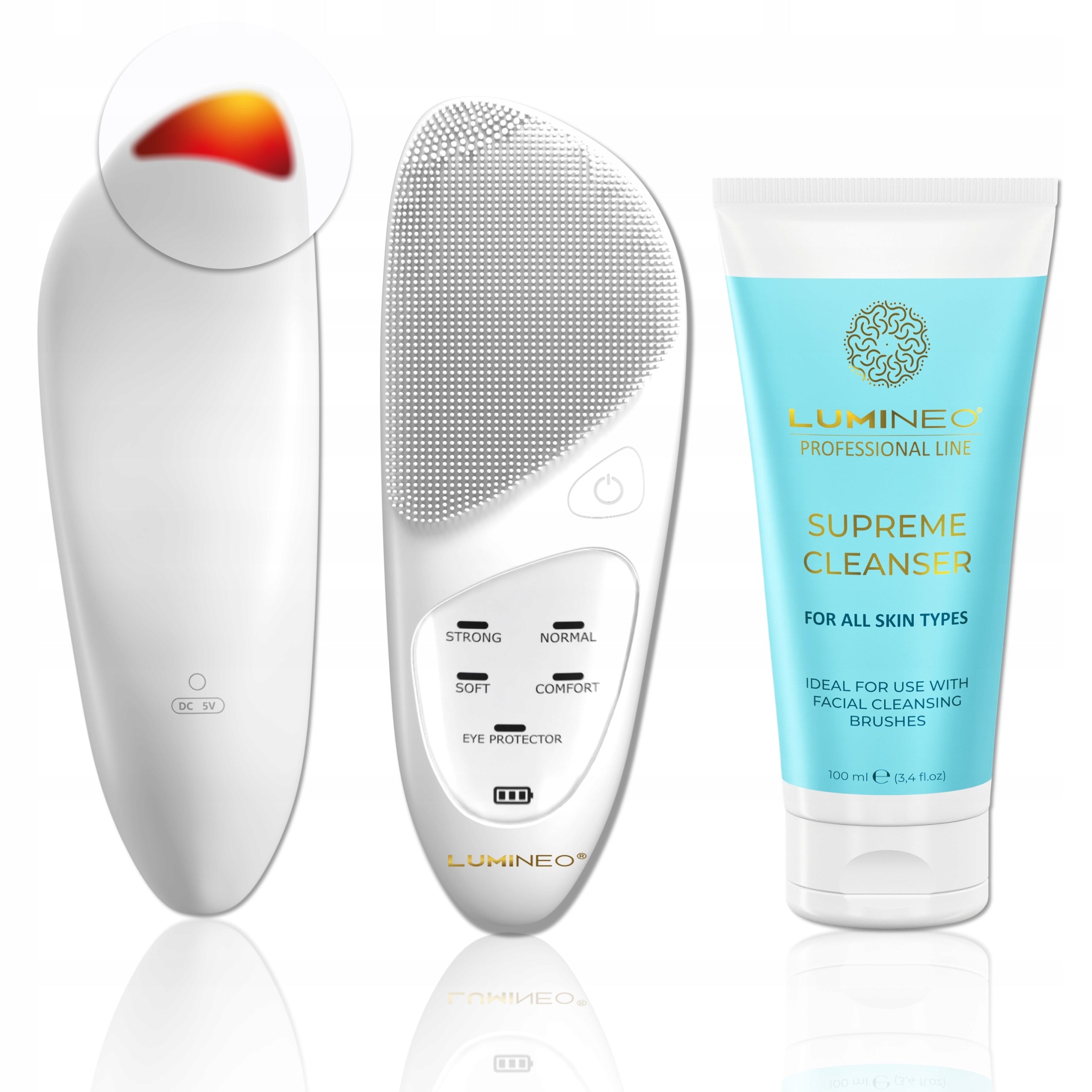 Lumineo SONIC pearl face brush + face gel