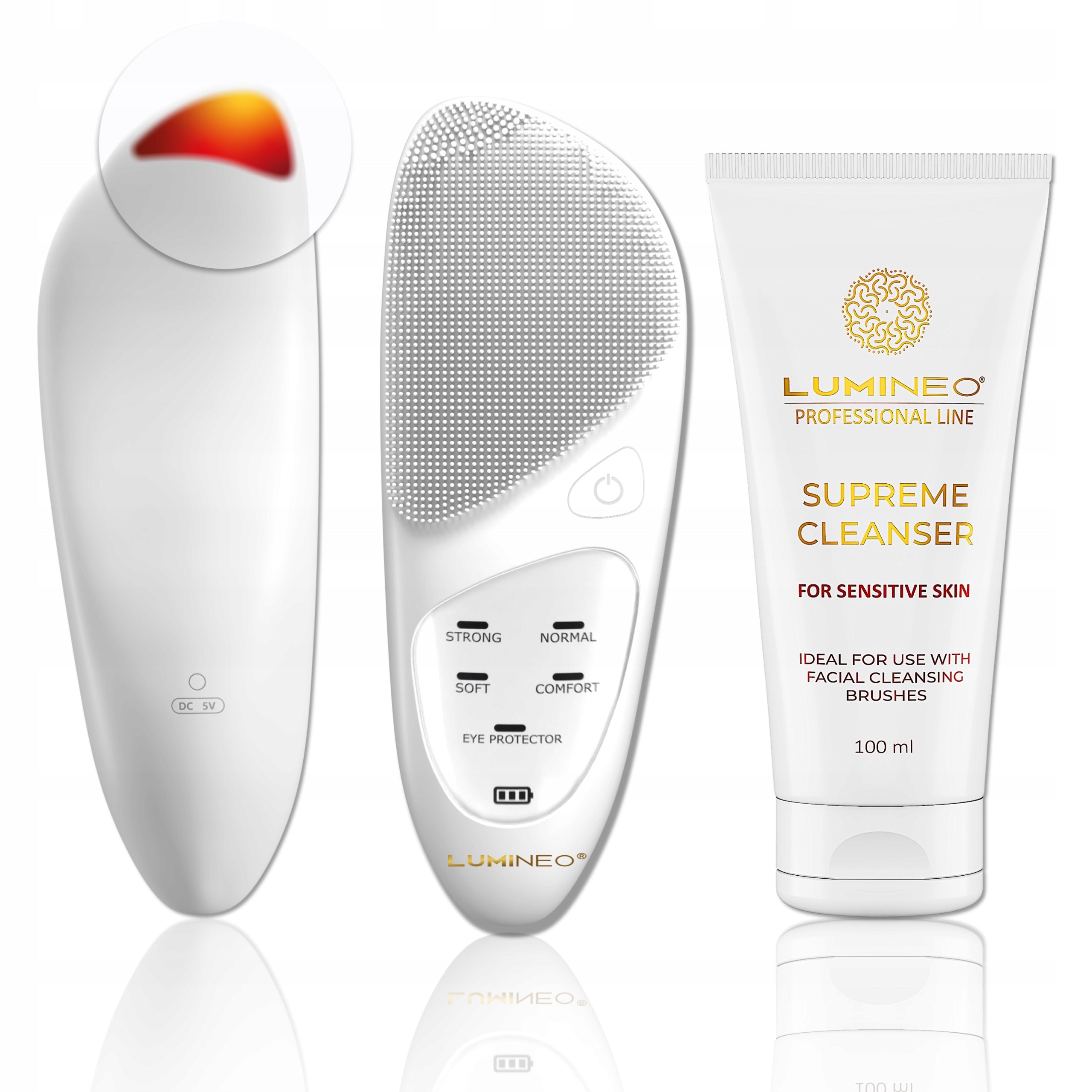 Lumineo SONIC pearl face brush + gel for sensitive skin