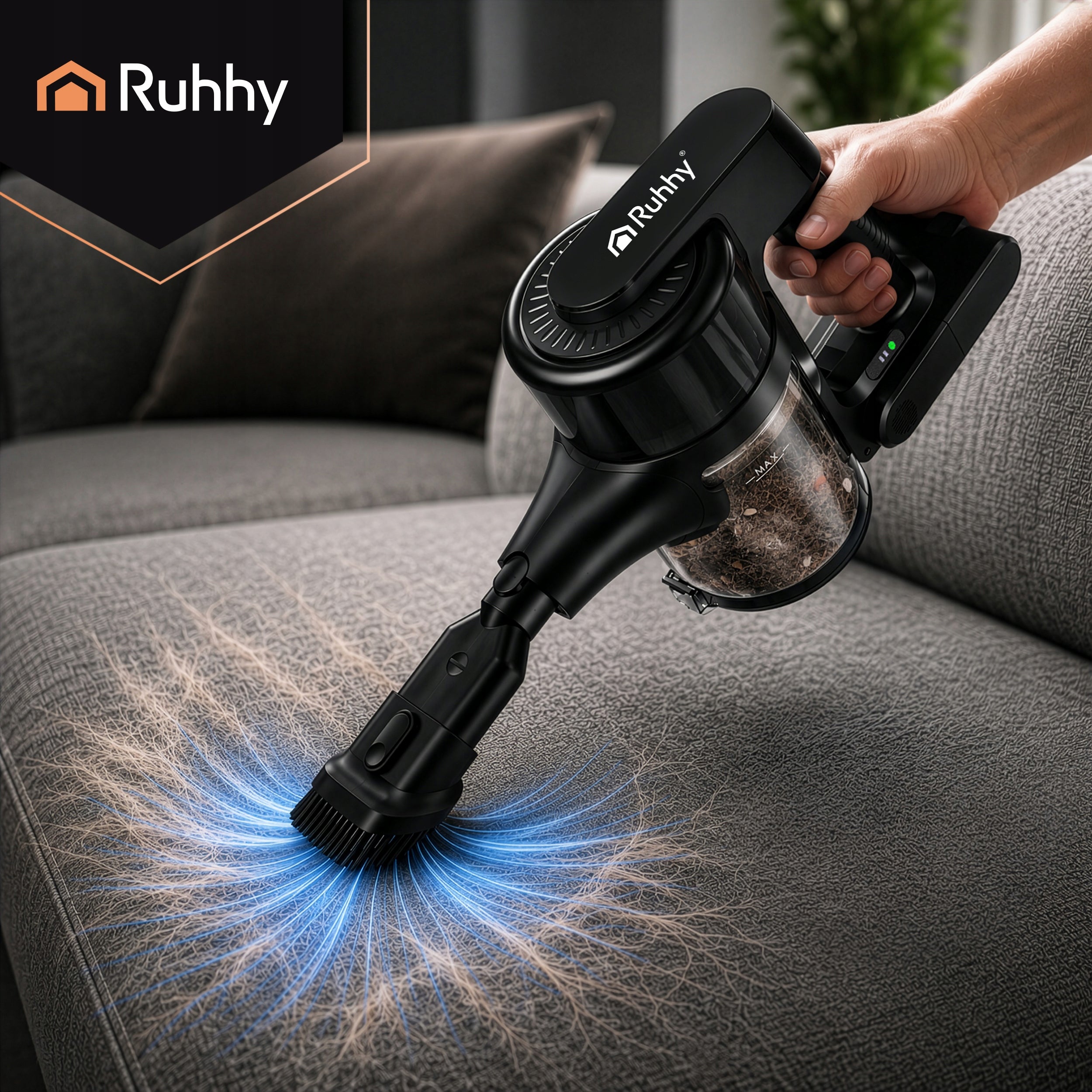 LunPro LED 35 kPa + HEPA Vertical Wireless Handheld Bagless Vacuum Cleaner Dust container volume 1 l