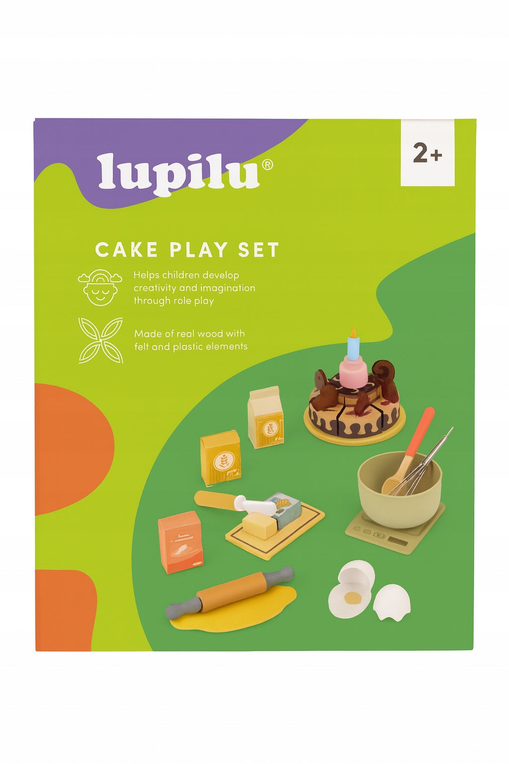 Lupilu Wooden Cake Set 31 el Kitchen Accessories + LED Candle