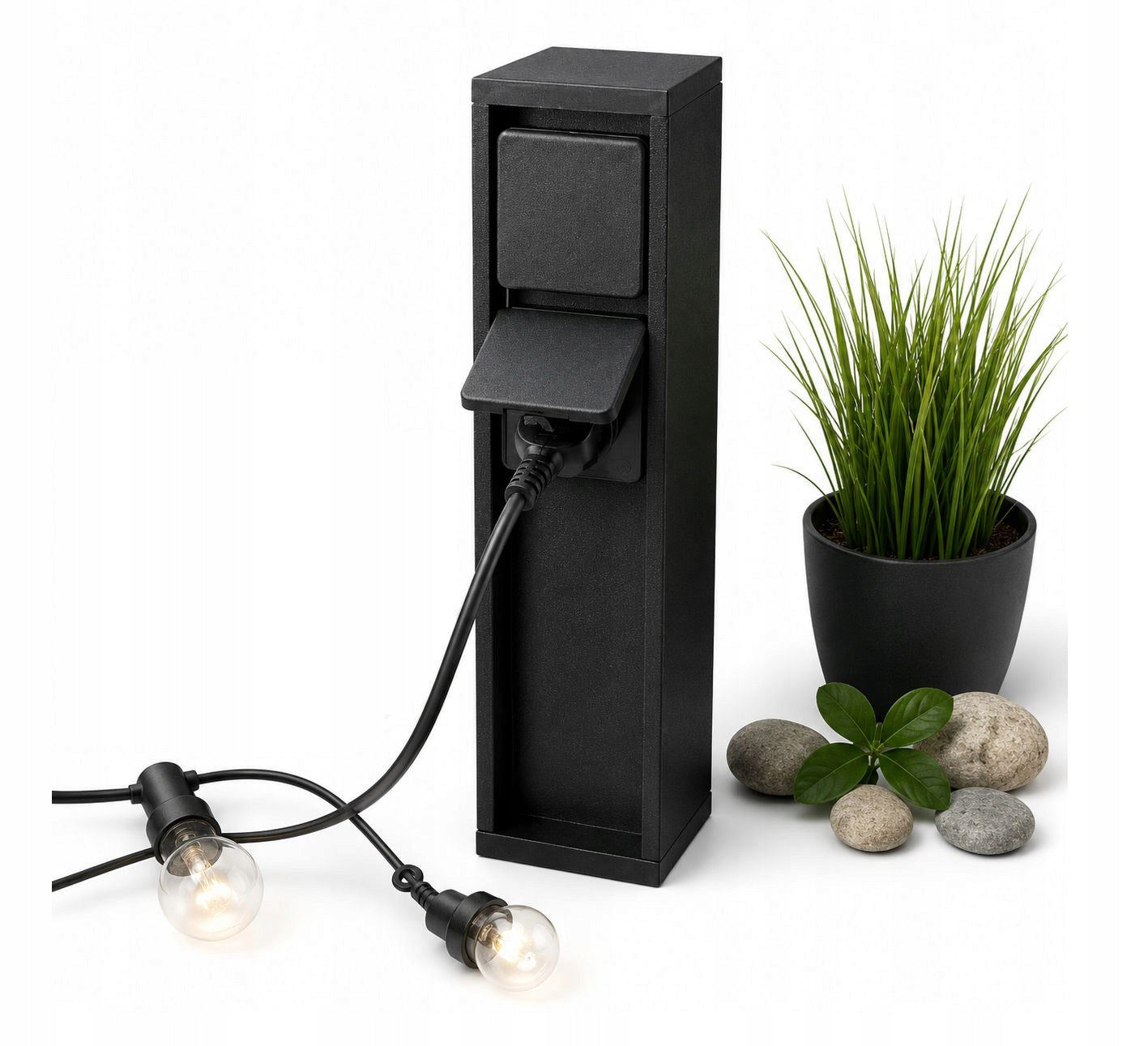 Lutec electric garden post 2xSCHUKO IP54 black 31 cm