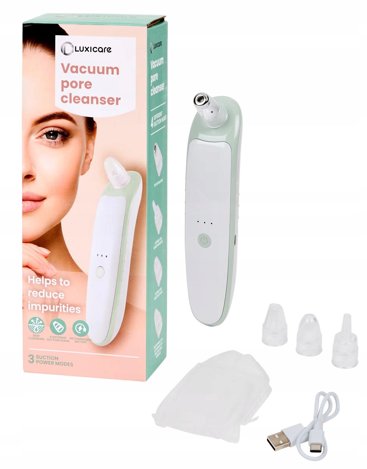 Luxicare Rechargeable Vacuum Pore Purifier - 4 Heads