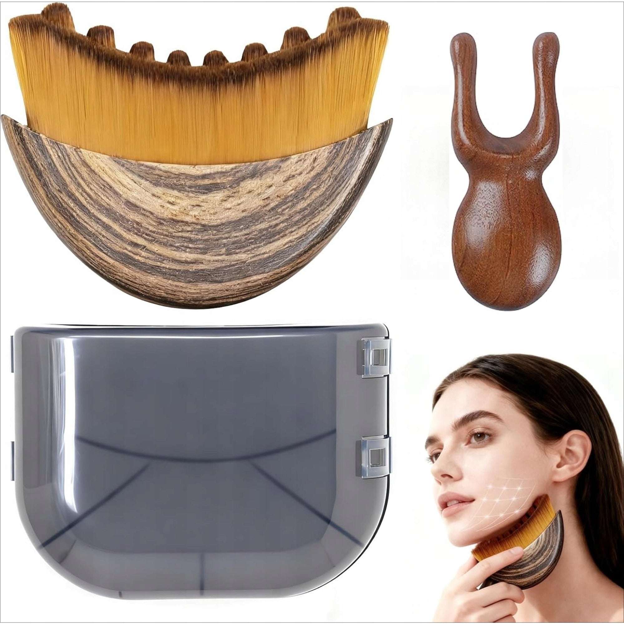 Lymphatic contour facial brush, gua sha eye and neck care brush