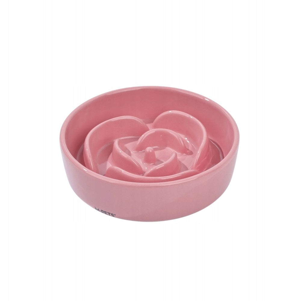 M-PETS Se'rene Rose Pink coral 300ml ceramic dog slowing bowl