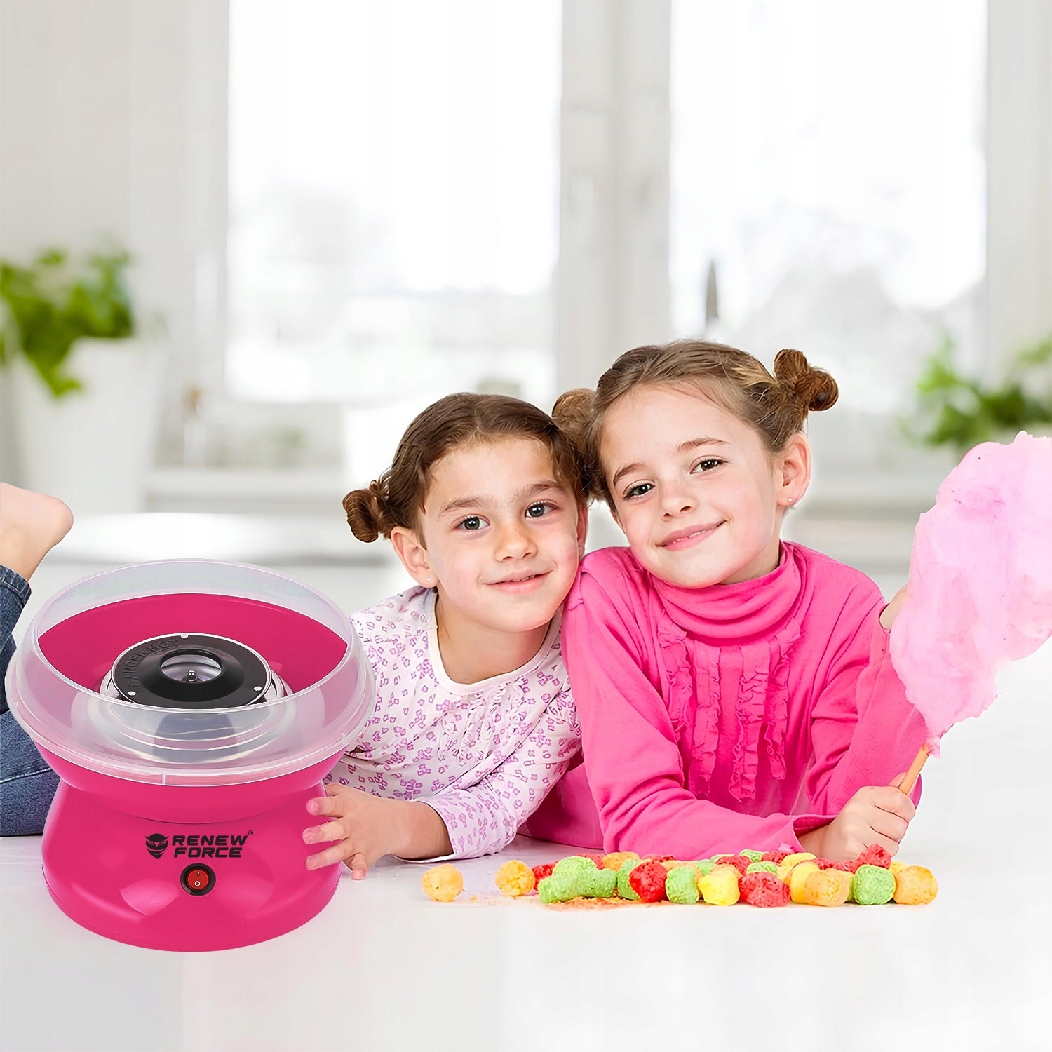 MACHINE FOR MAKING COTTON CANDY HOME PARTY + STICKS SET Manufacturer code WATA SŁODYCZE ZABAWA PREZENT URODZINOWY PINK