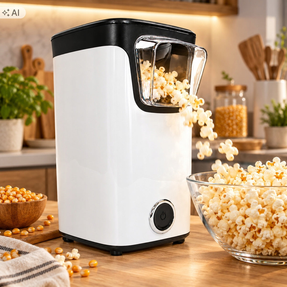 MACHINE FOR MAKING POPCORN WITHOUT FAT MACHINE DEVICE 1100W WHITE Packaging status original