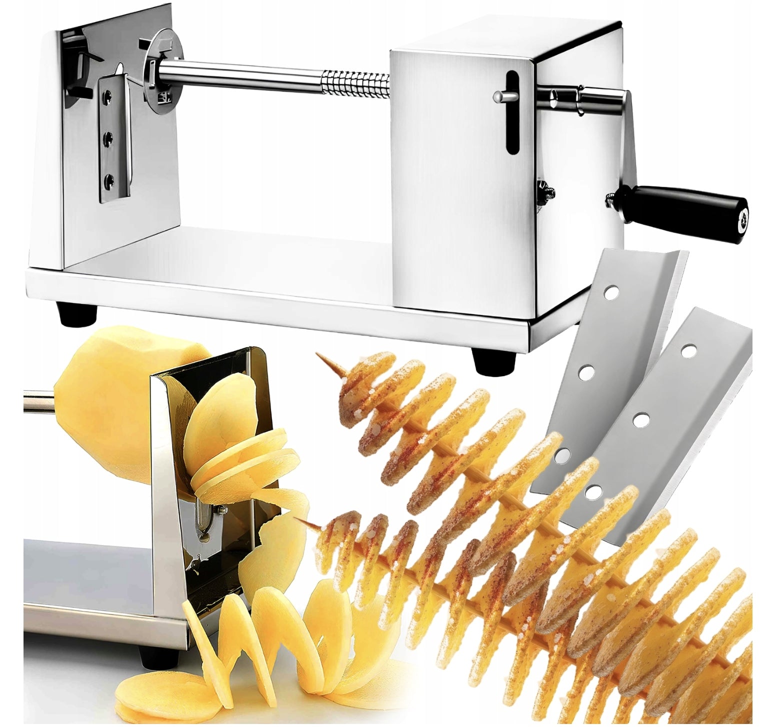 MACHINE FOR TWISTED POTATO CHIPS ON A STICK STAINLESS STEEL SPRING