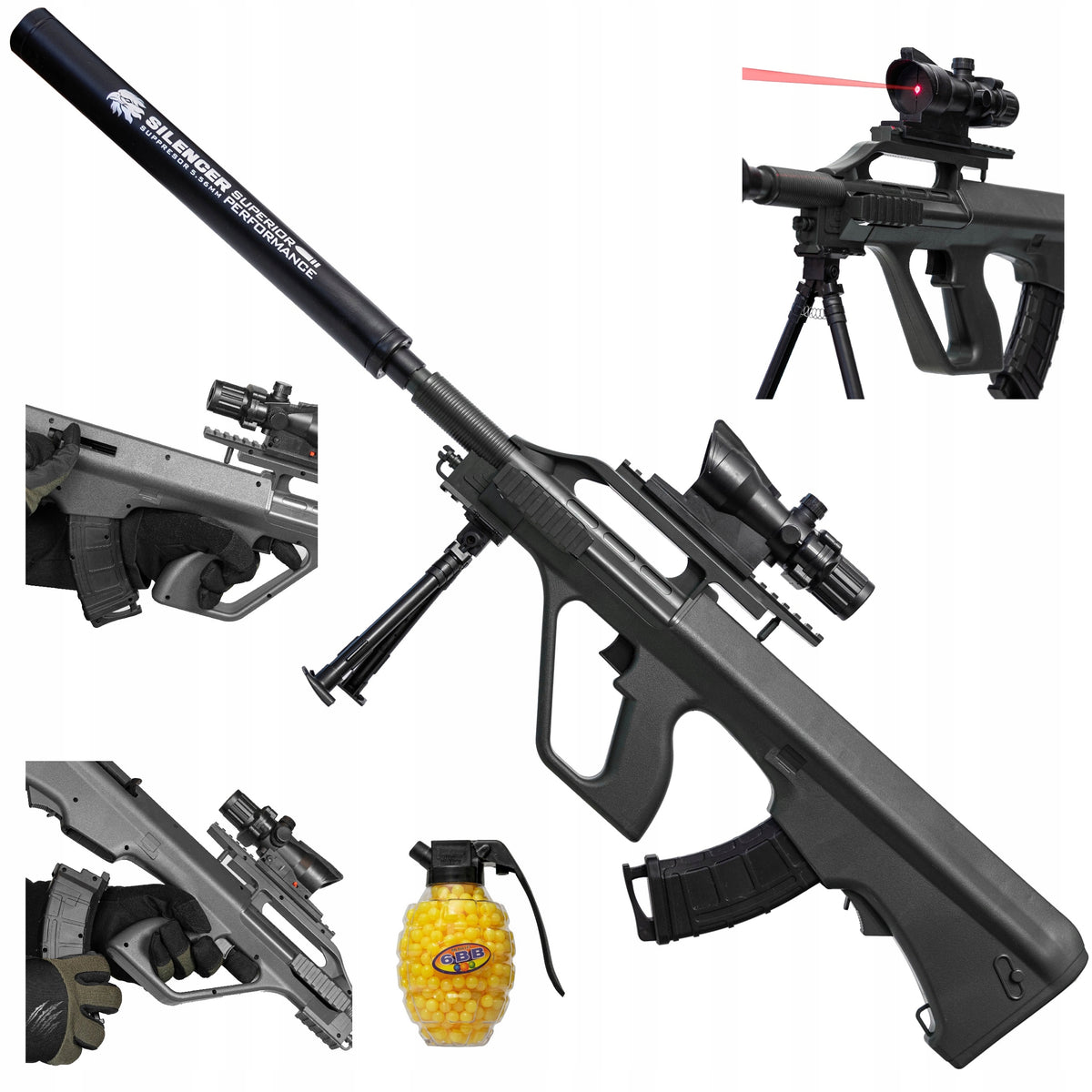 MACHINE GUN PLASTIC BALL GUN WITH LASER LARGE 94CM
