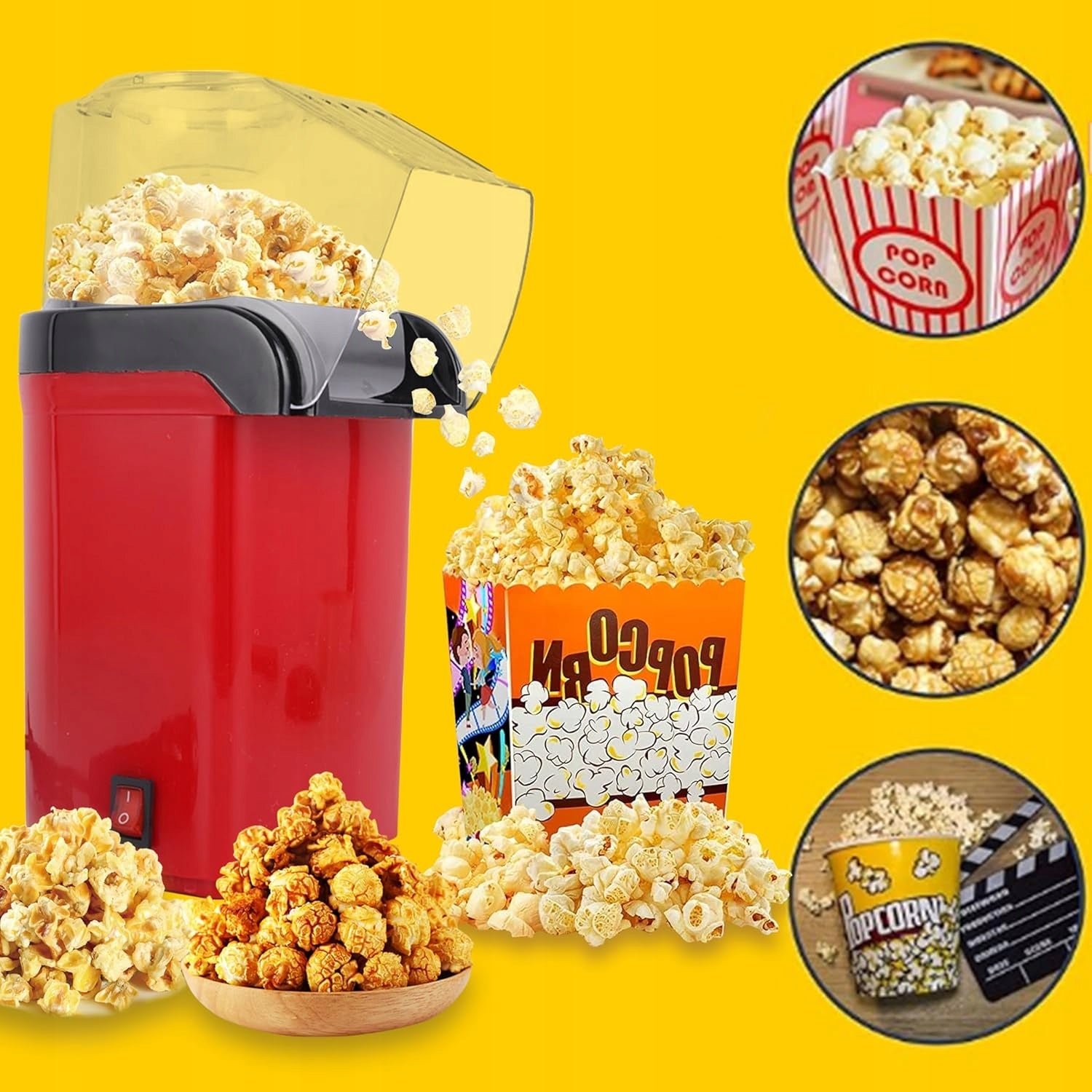 MACHINE POPCORN MACHINE WITHOUT FAT 1200W 3 MINUTES Brand Bedee