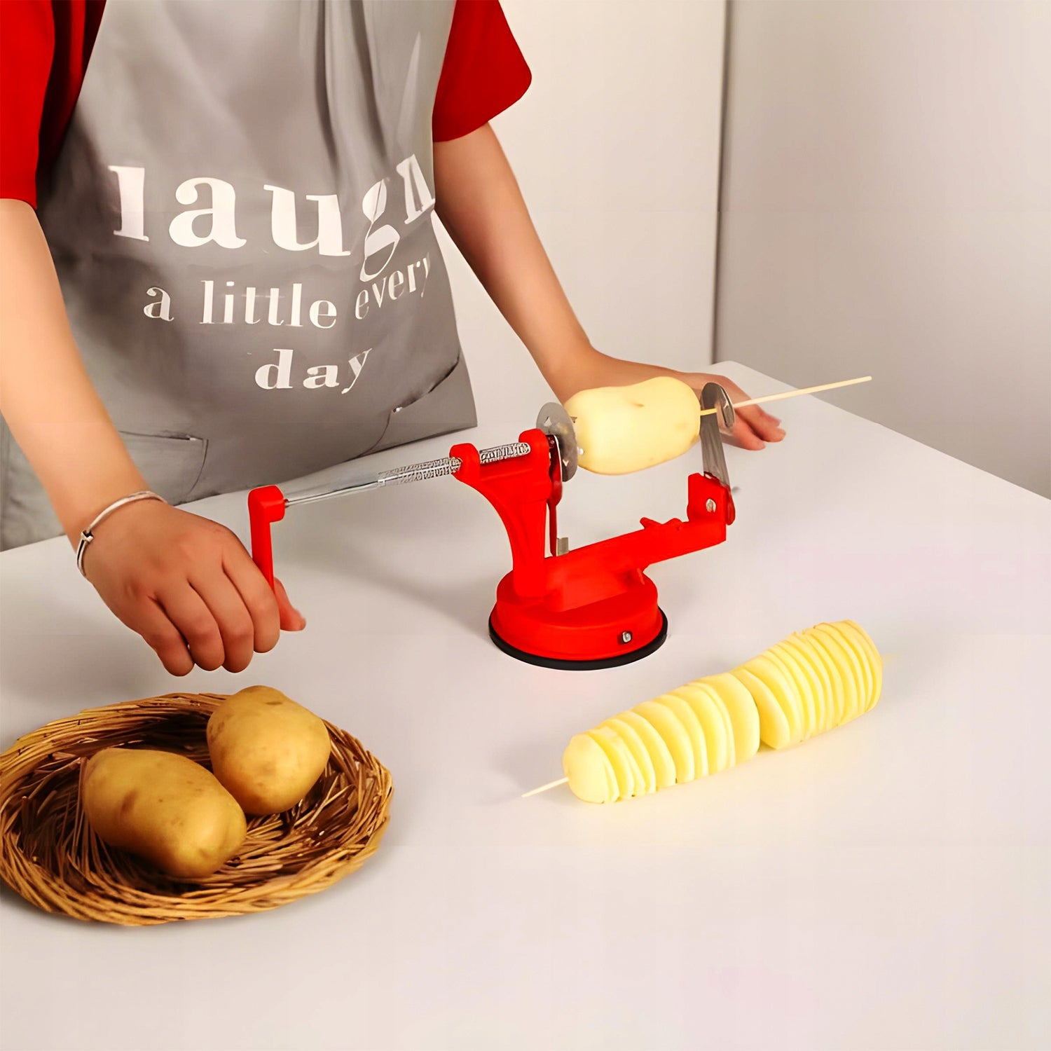 MACHINE POTATO SLICER VEGETABLE CHIPS TWISTED FRIES SPIRAL Manufacturer code STALOWA Z PRZYSSAWKĄ SOLIDNA TALARKI XL 2