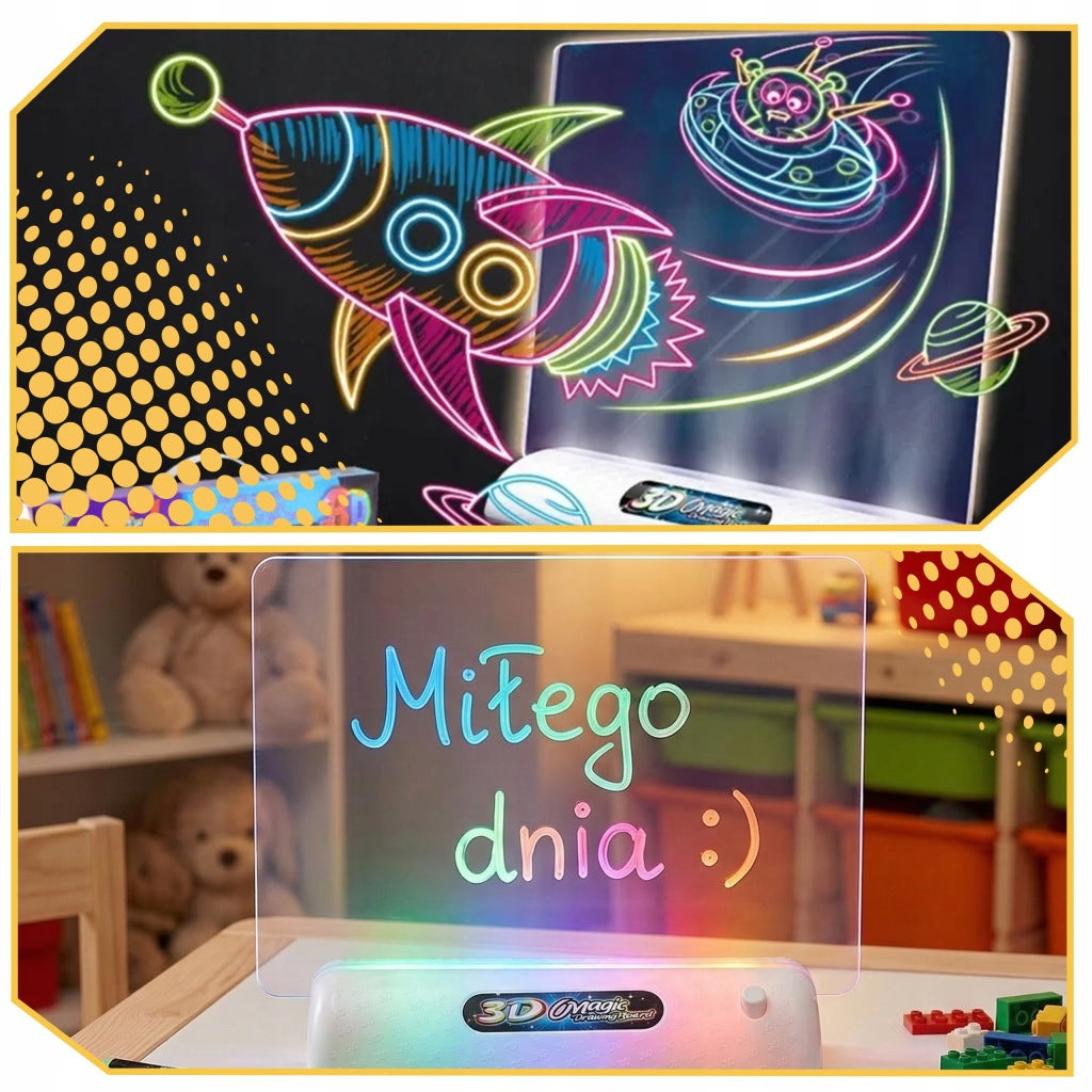 MAGIC 3D LED DRAWING BOARD BACKLIT GLOWING EDUCATIONAL Packaging status original