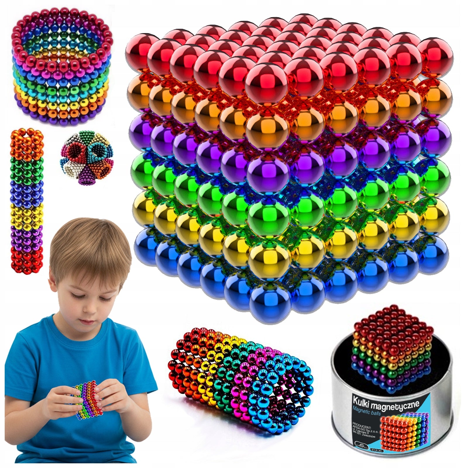 MAGNETIC BALLS ANTI-STRESS BLOCKS SENSORY CREATIVE RAINBOW CUBE