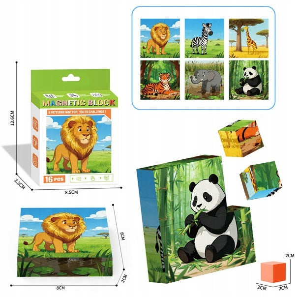 MAGNETIC BLOCKS 16EL PUZZLE MONTESSORI ANIMALS Brand no brand