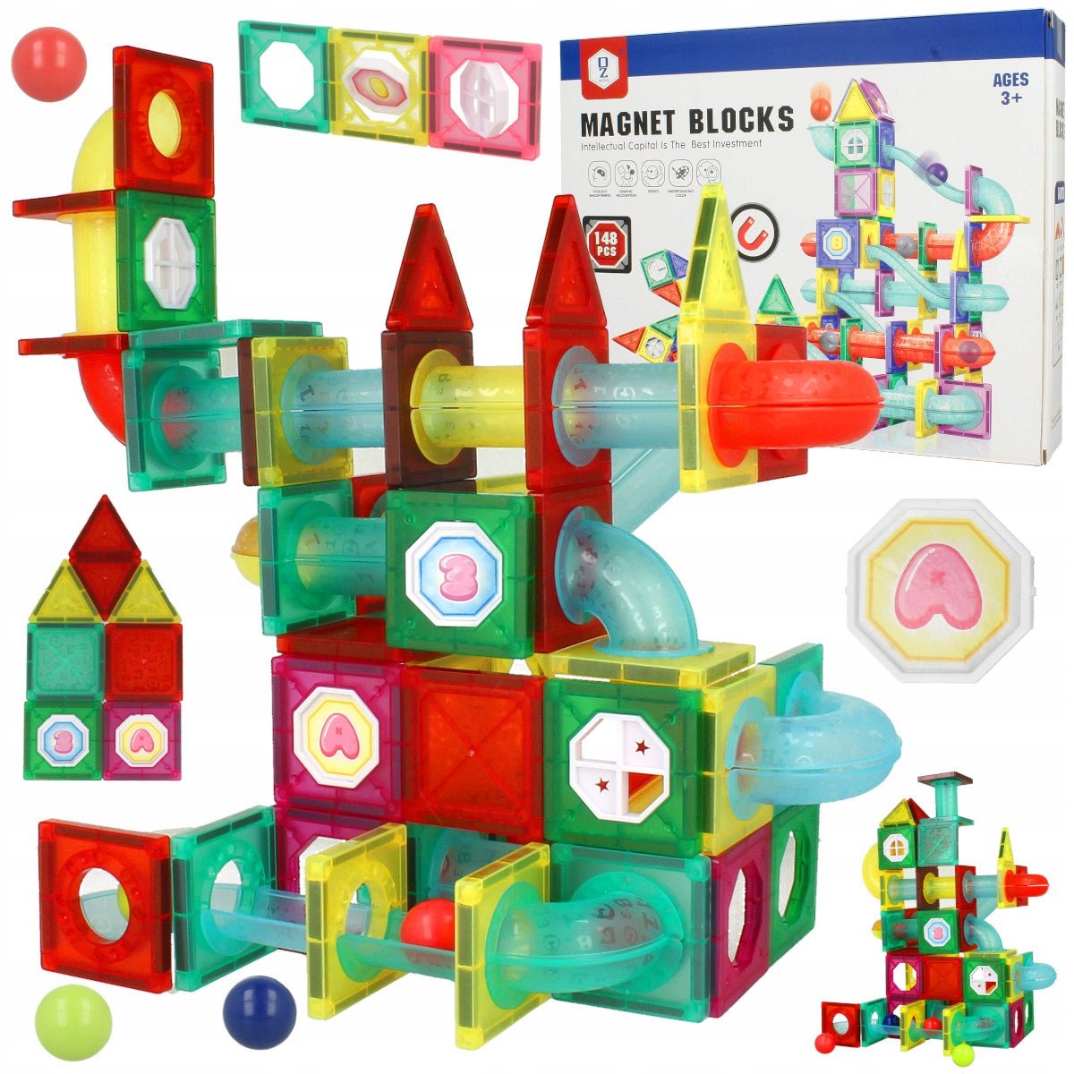 MAGNETIC BLOCKS Construction 3D BALL TRACK KULODROM XXL 148 el. LARGE Packaging status original