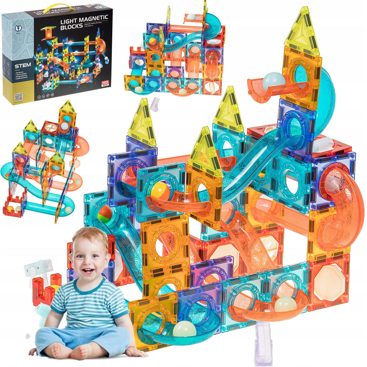 MAGNETIC BLOCKS SHINING BALL TRACK BUILDING BLOCKS KULODROM 110EL