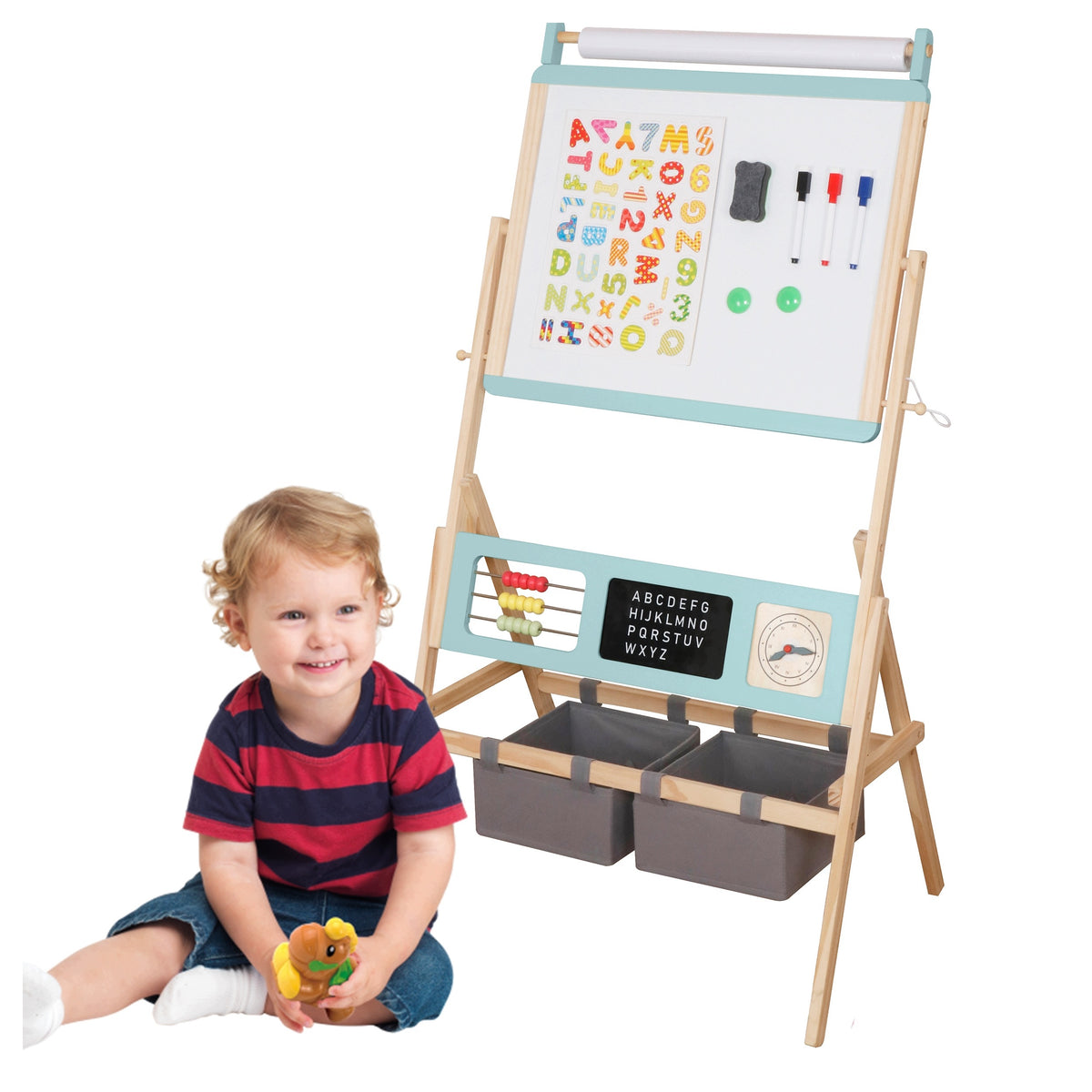 MAGNETIC CHALKBOARD Double Sided EDUCATIONAL WOODEN Accessories 2in1