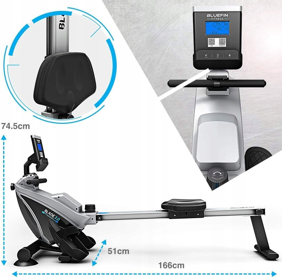 MAGNETIC FOLDING HOUSEHOLD ROWING MACHINE WITH LCD TRAINING APPLICATION UP TO 100 KG Manufacturer code wioslarz15