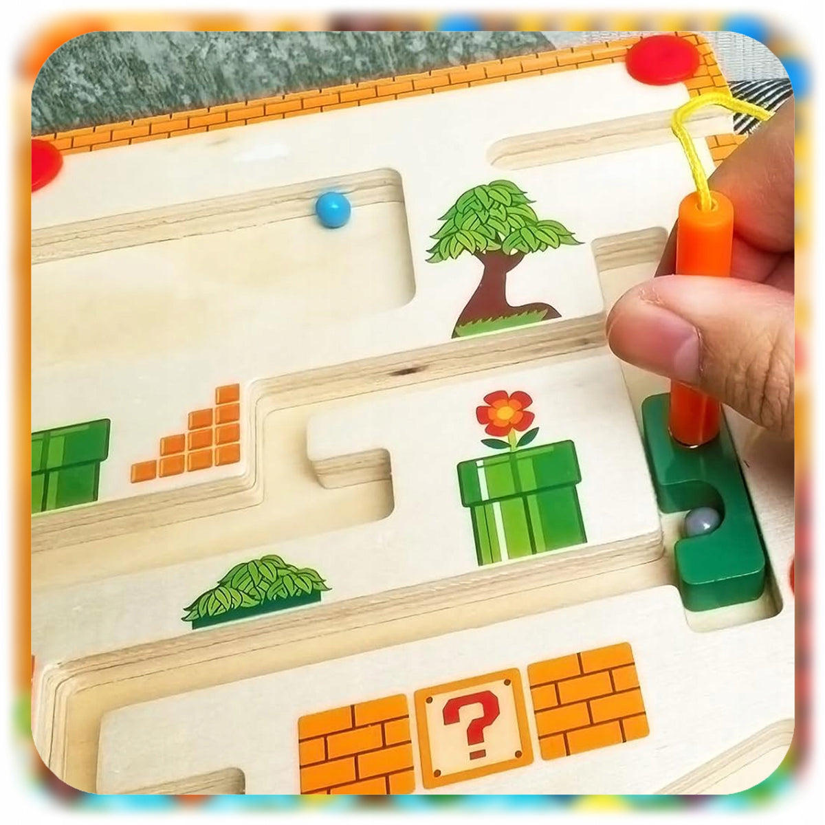 MAGNETIC MAZE MONTESSORI BOARD WOODEN SORTER BALLS NUMBER PEN Packaging status original